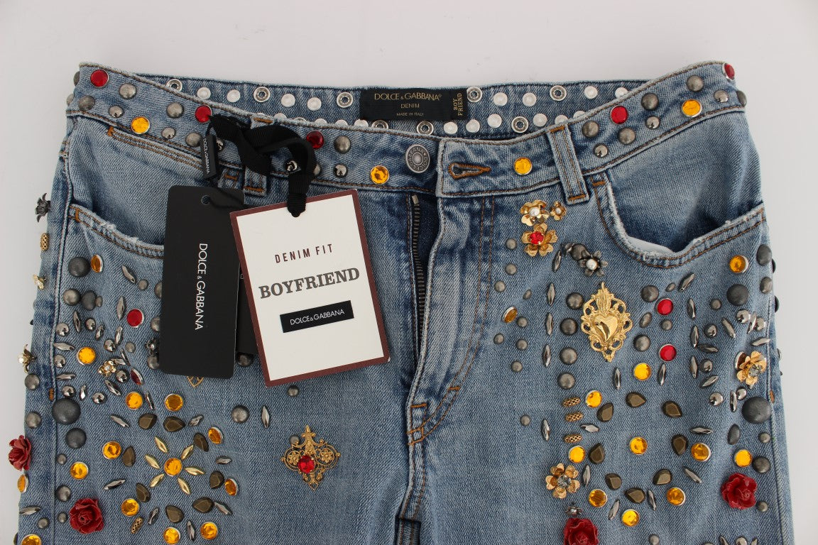 Enchanted Sicily Crystal Heart Boyfriend Jeans - ventzia