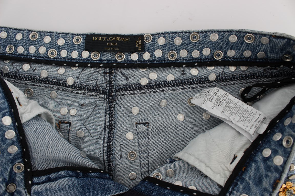 Enchanted Sicily Crystal Heart Boyfriend Jeans - ventzia