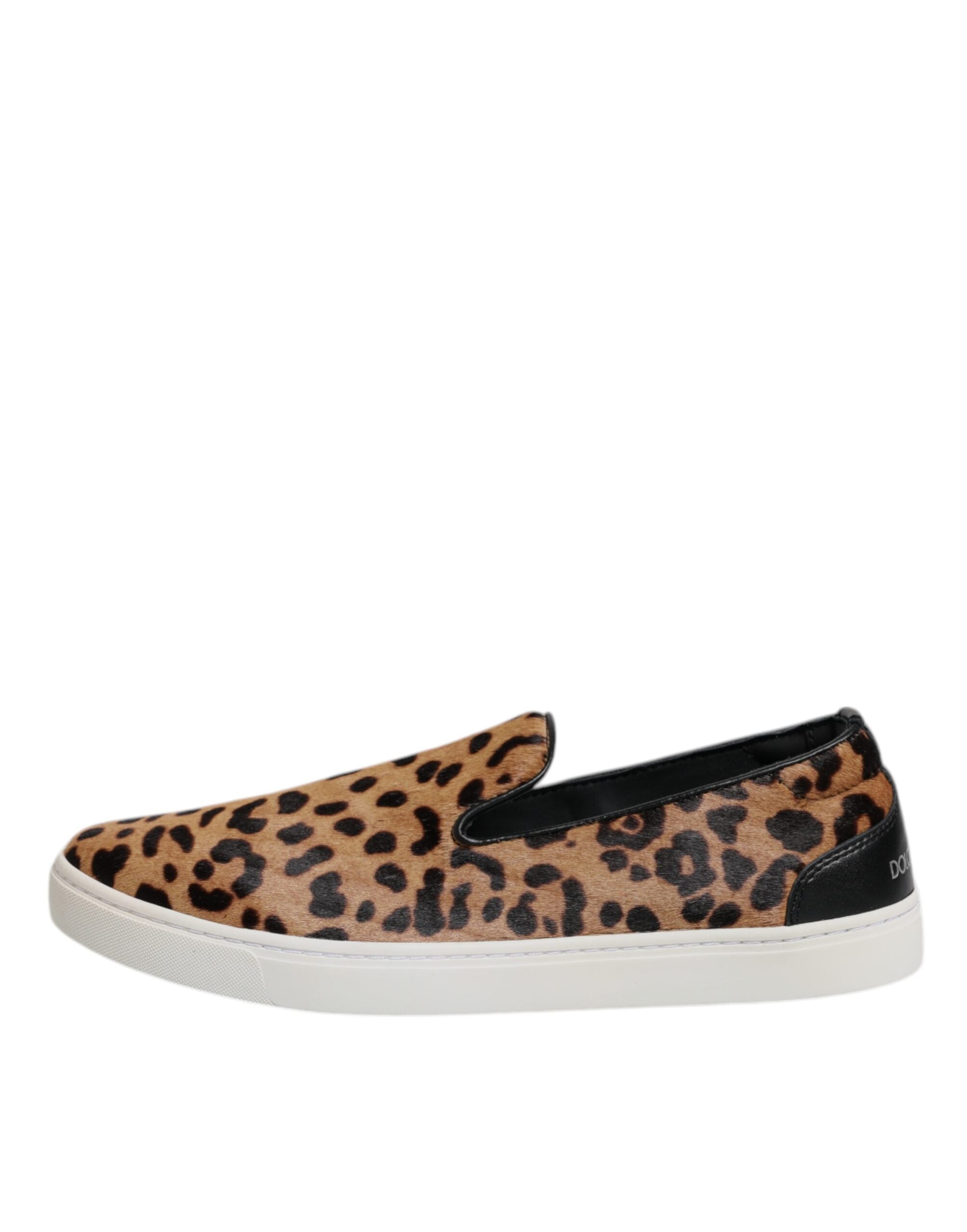 Brown Calfskin Fur Leopard Sneakers Shoes - ventzia