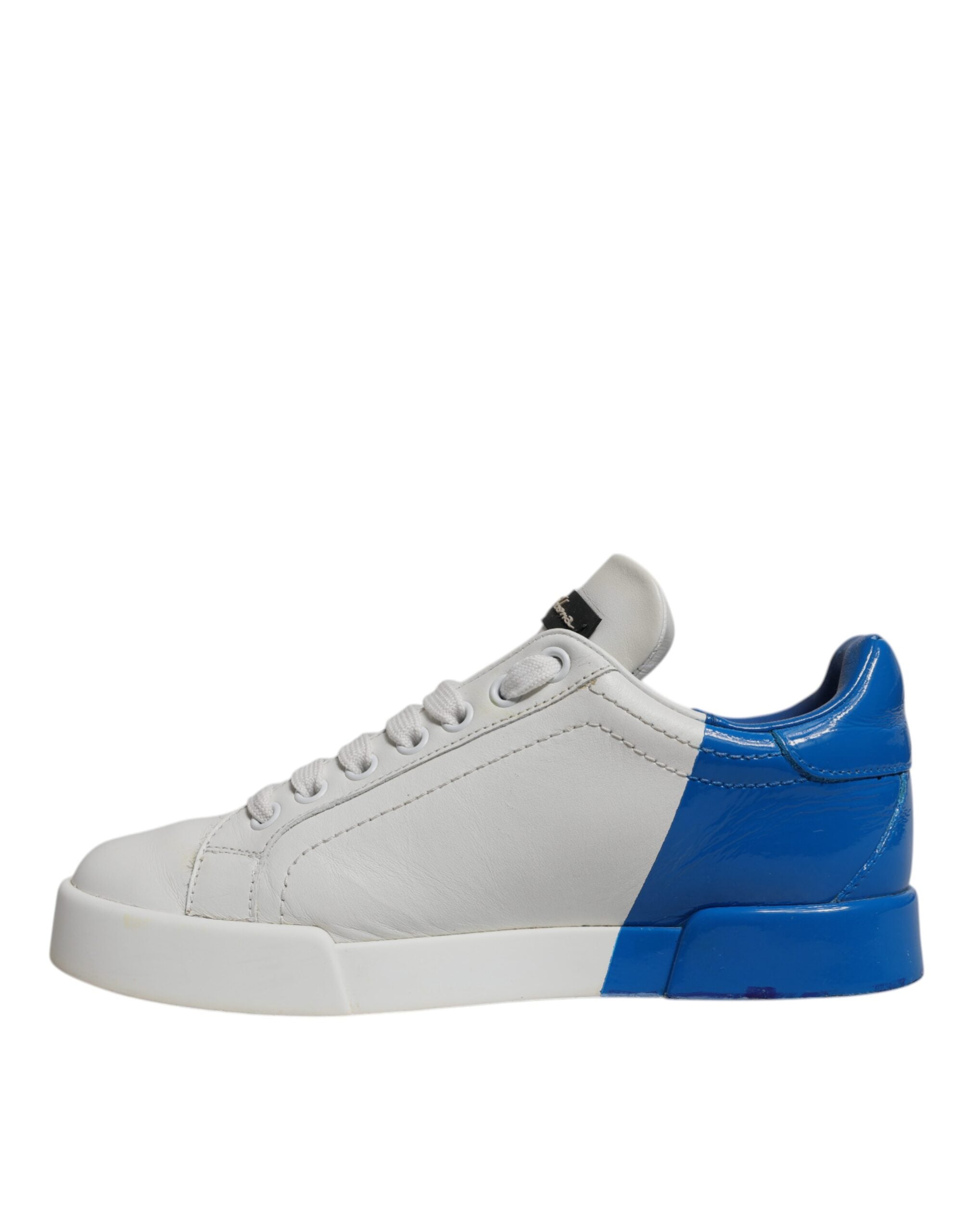White Blue Logo Portofino Sneakers Shoes - ventzia