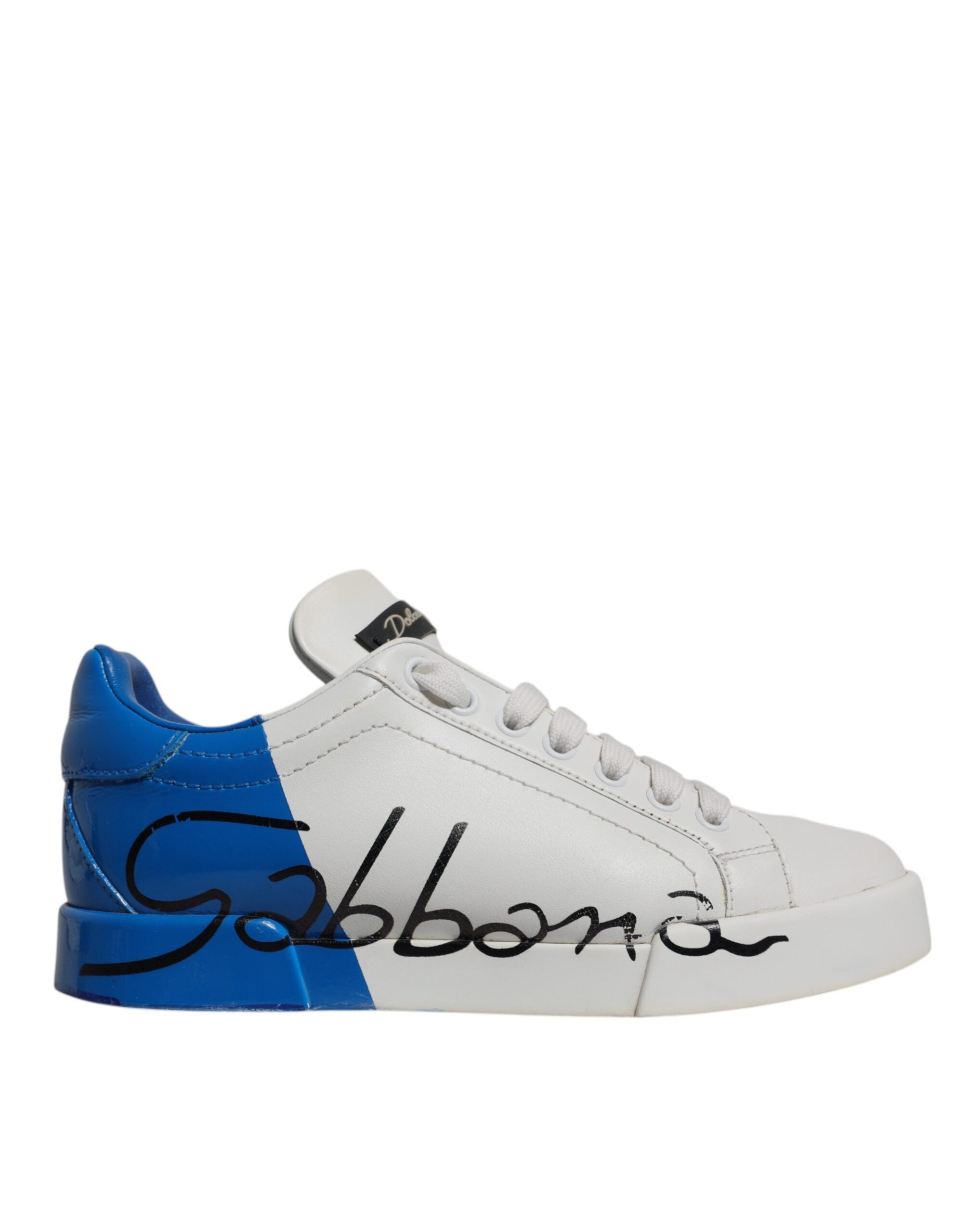 White Blue Logo Portofino Sneakers Shoes - ventzia