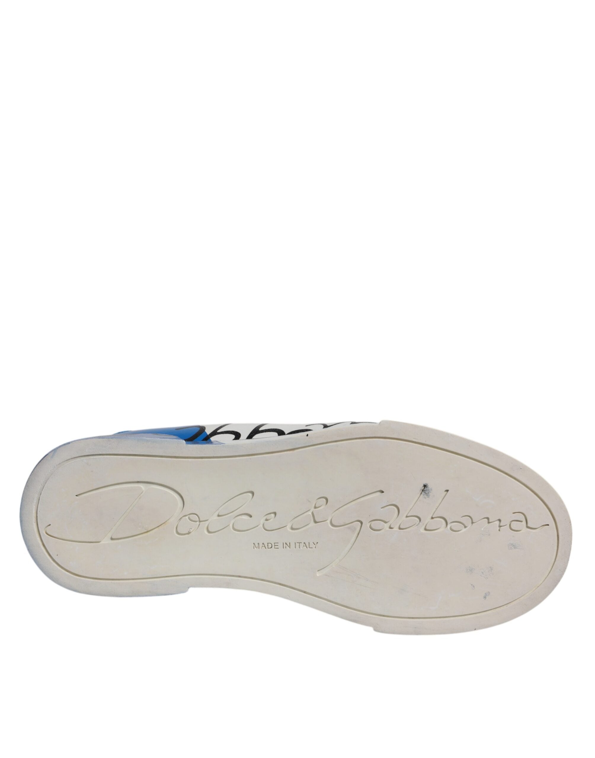 White Blue Logo Portofino Sneakers Shoes - ventzia