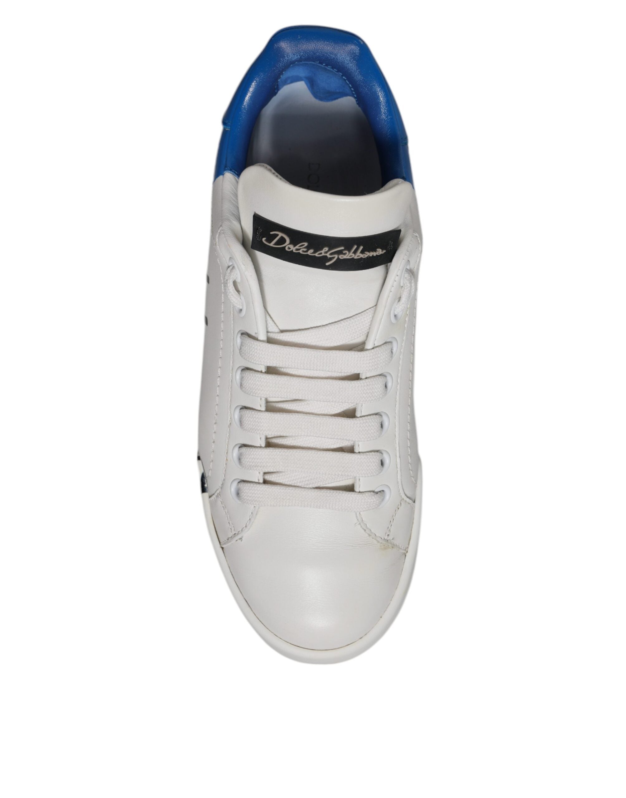 White Blue Logo Portofino Sneakers Shoes - ventzia