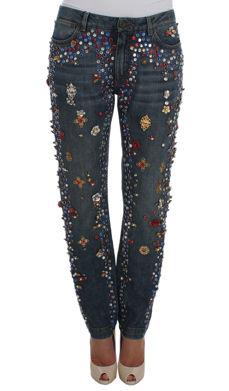 Enchanted Sicily Crystal Heart Boyfriend Jeans - ventzia