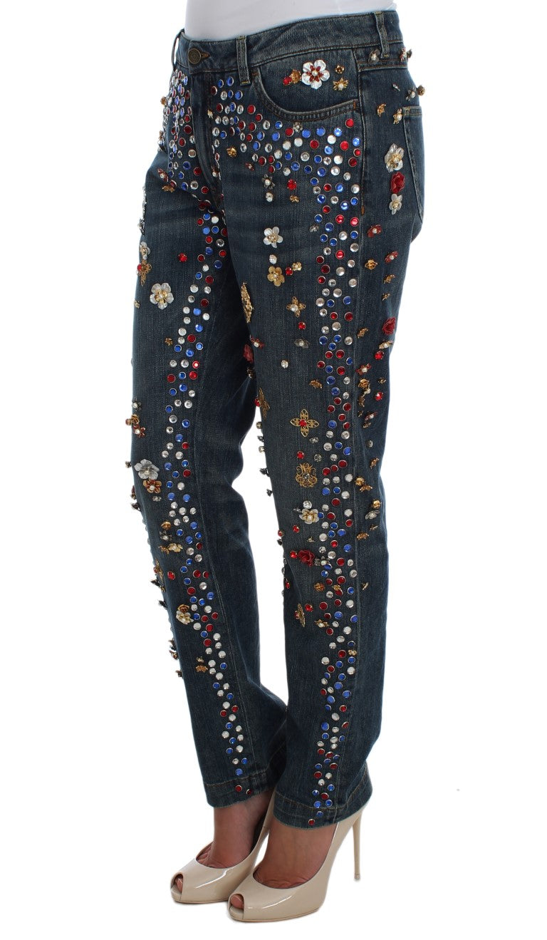 Enchanted Sicily Crystal Heart Boyfriend Jeans - ventzia