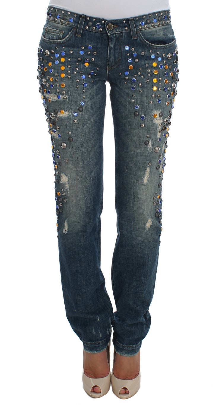 Enchanted Sicily Crystal Embellished Jeans - ventzia