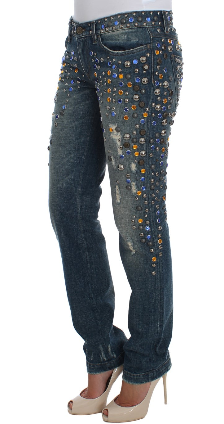 Enchanted Sicily Crystal Embellished Jeans - ventzia