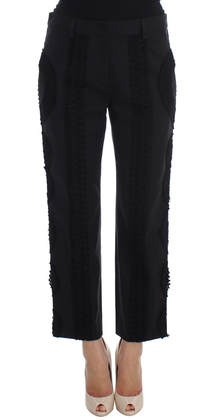 Elegant Black Torero Capri Pants - ventzia