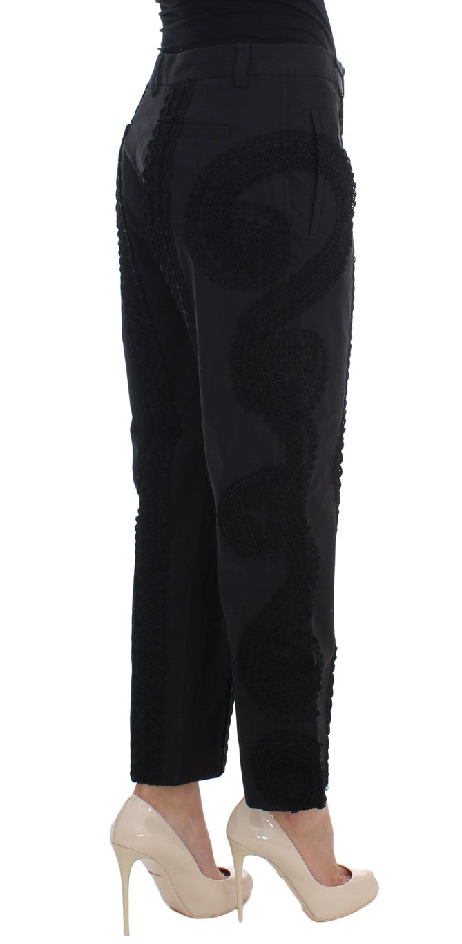 Elegant Black Torero Capri Pants - ventzia