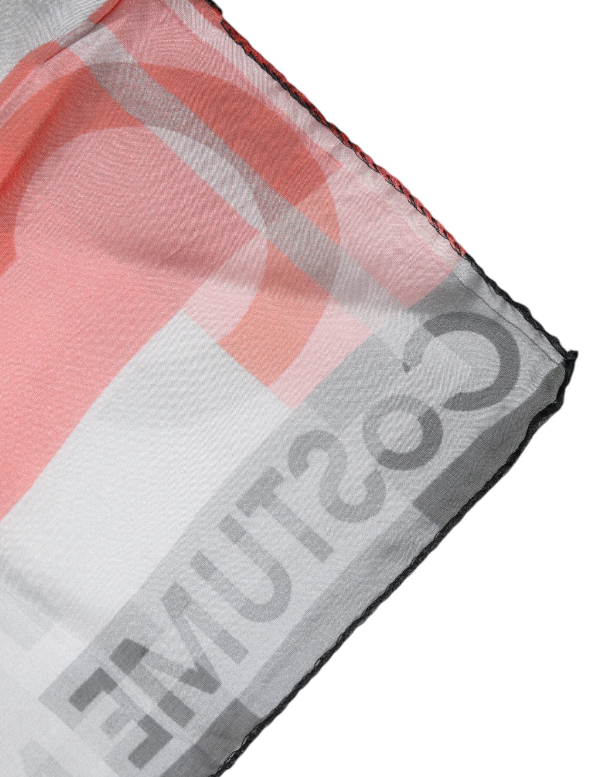 Gray Red Silk Square Neck Wrap Scarf - ventzia