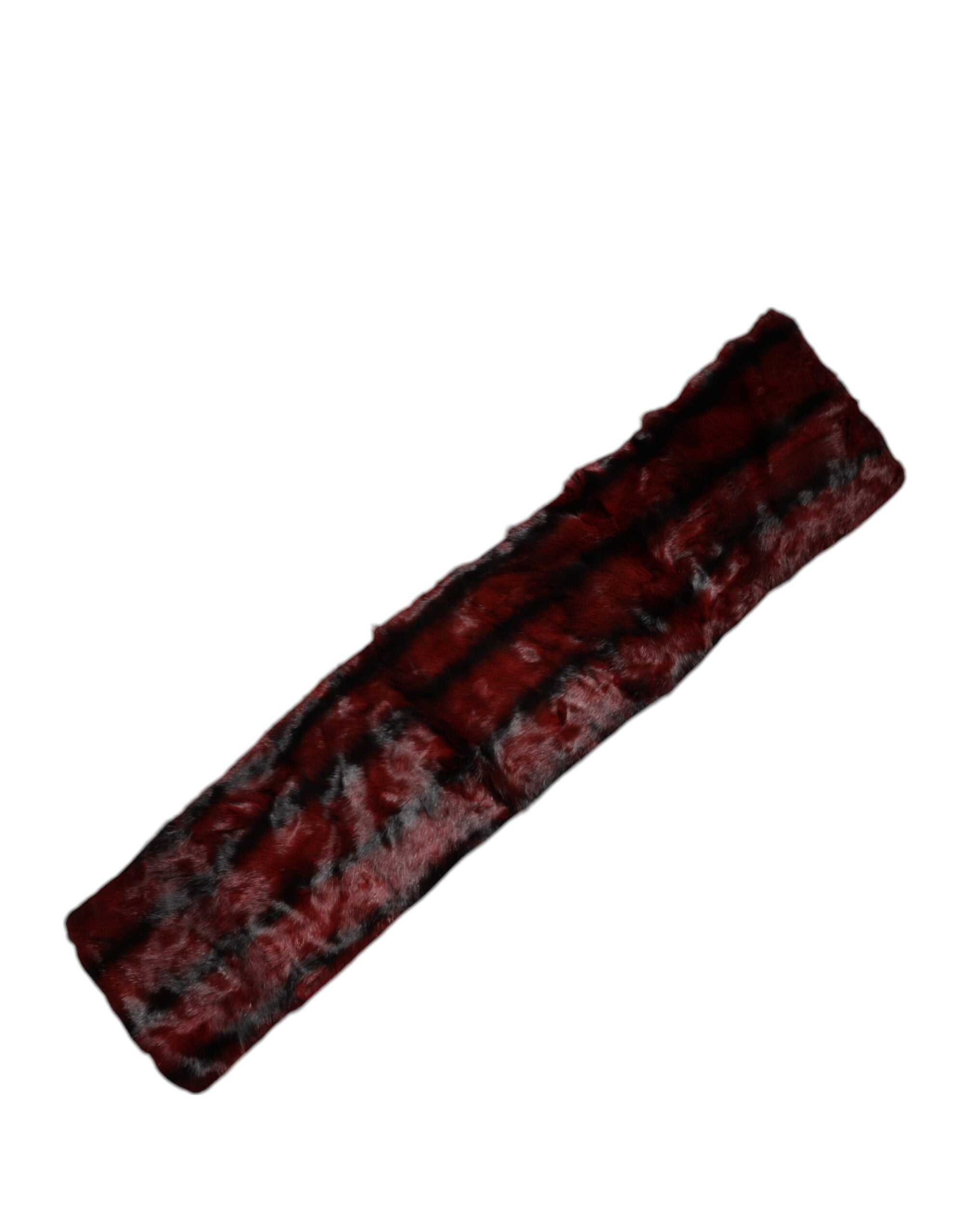Black Red Stripe Fur Shawl Neck Wrap Scarf - ventzia