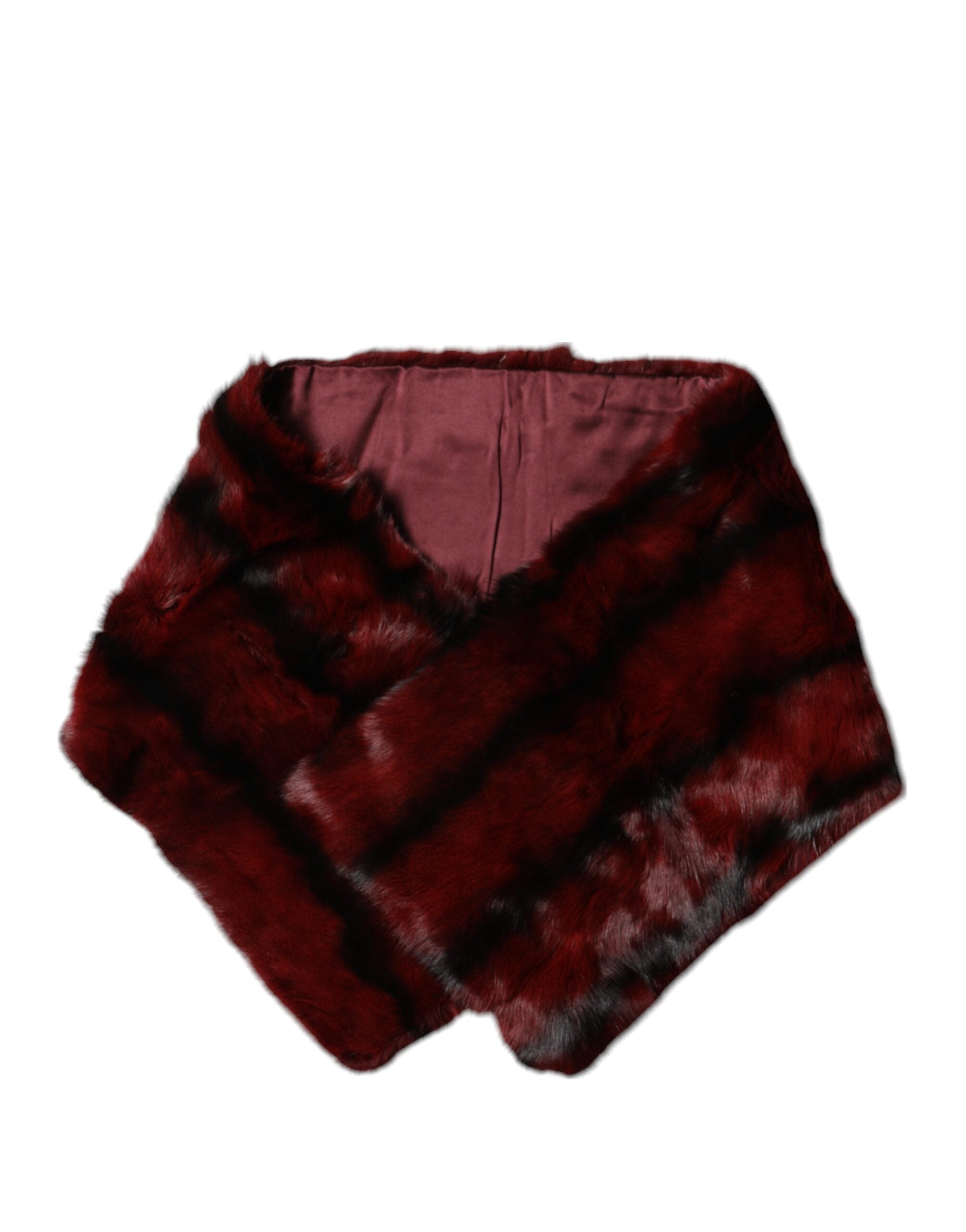 Black Red Stripe Fur Shawl Neck Wrap Scarf - ventzia
