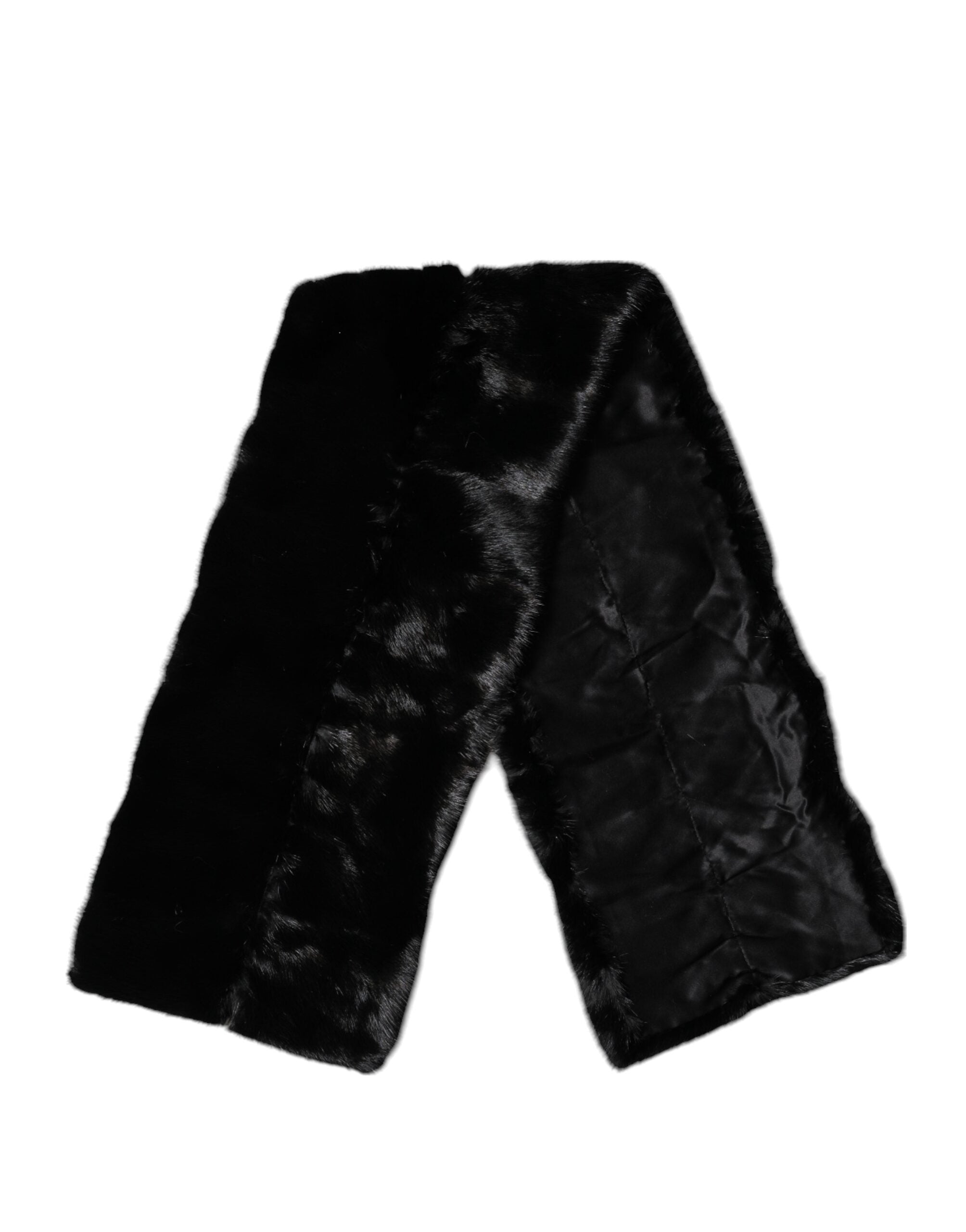 Black Fur Shawl Neck Wrap Cover Collar Scarf - ventzia