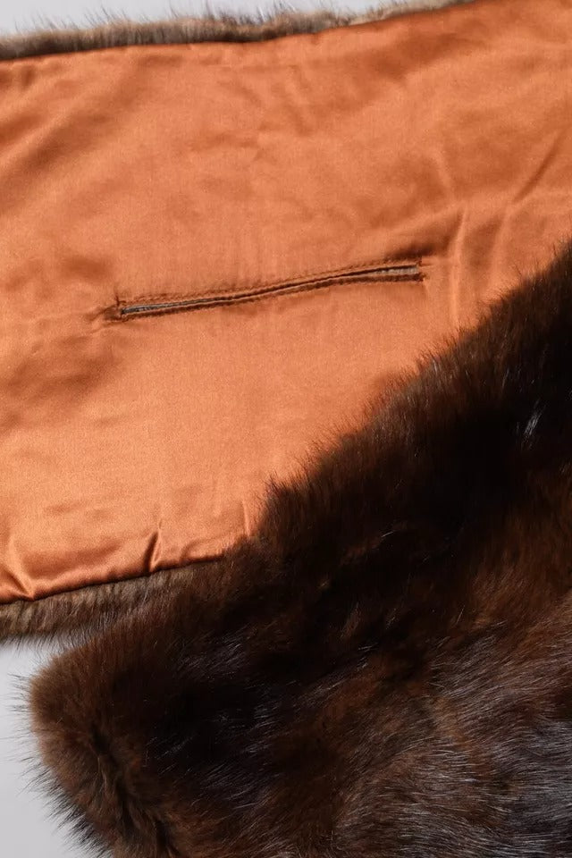 Black Brown Stripe Fur Shawl Wrap Scarf - ventzia