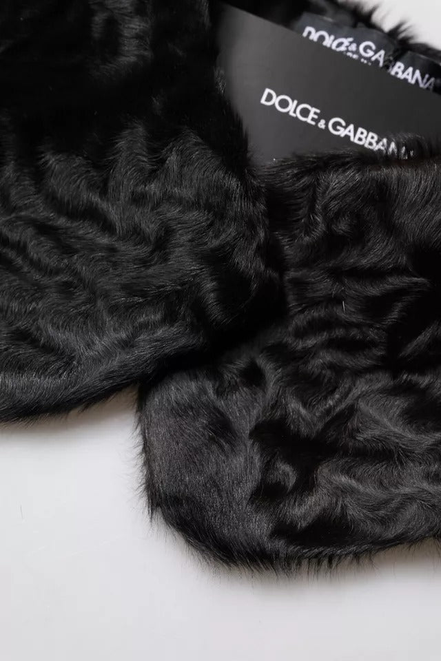 Black Lamb Fur Collar Women Neck Wrap Scarf - ventzia