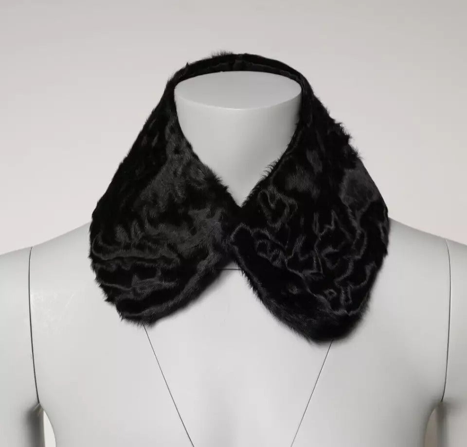 Black Lamb Fur Collar Women Neck Wrap Scarf - ventzia