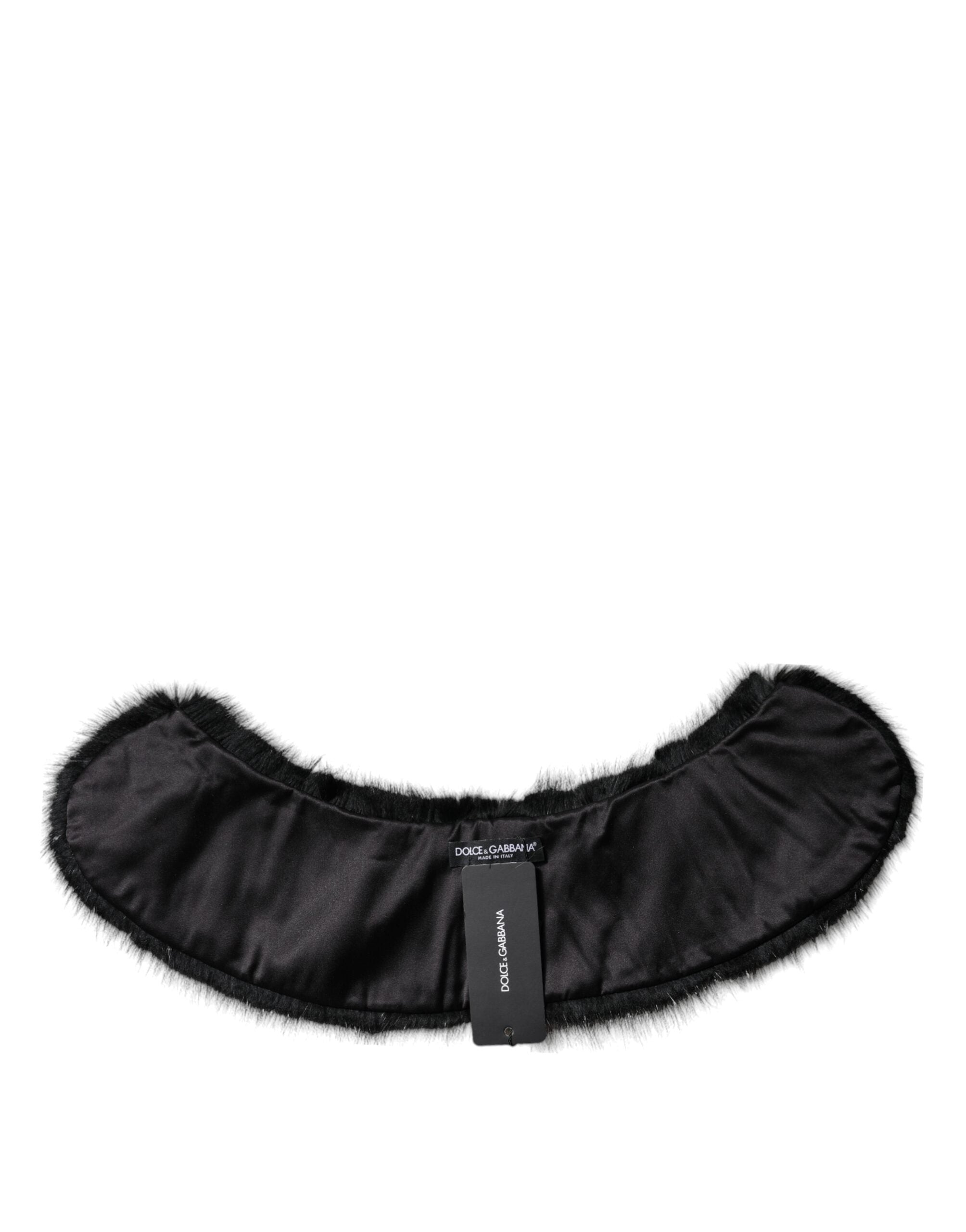 Black Fur Shawl Neck Wrap Cover Collar Scarf - ventzia