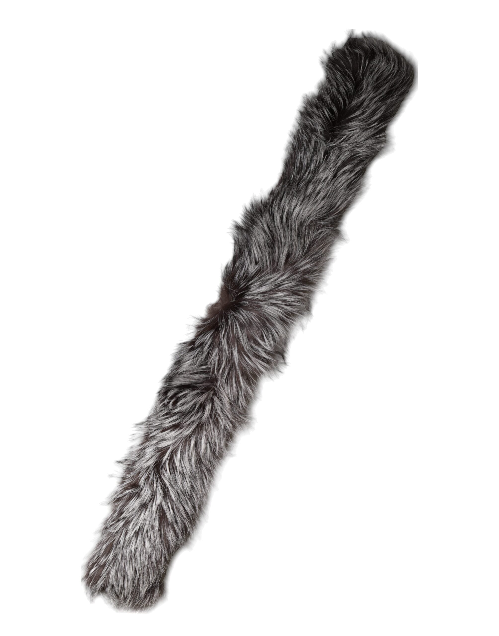 Gray Fox Fur Neck Wrap Warmer Winter Scarf - ventzia