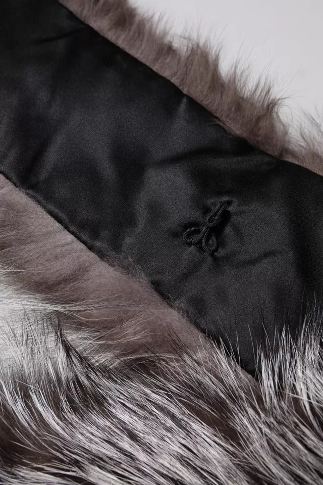 Gray Fox Fur Neck Wrap Warmer Winter Scarf - ventzia