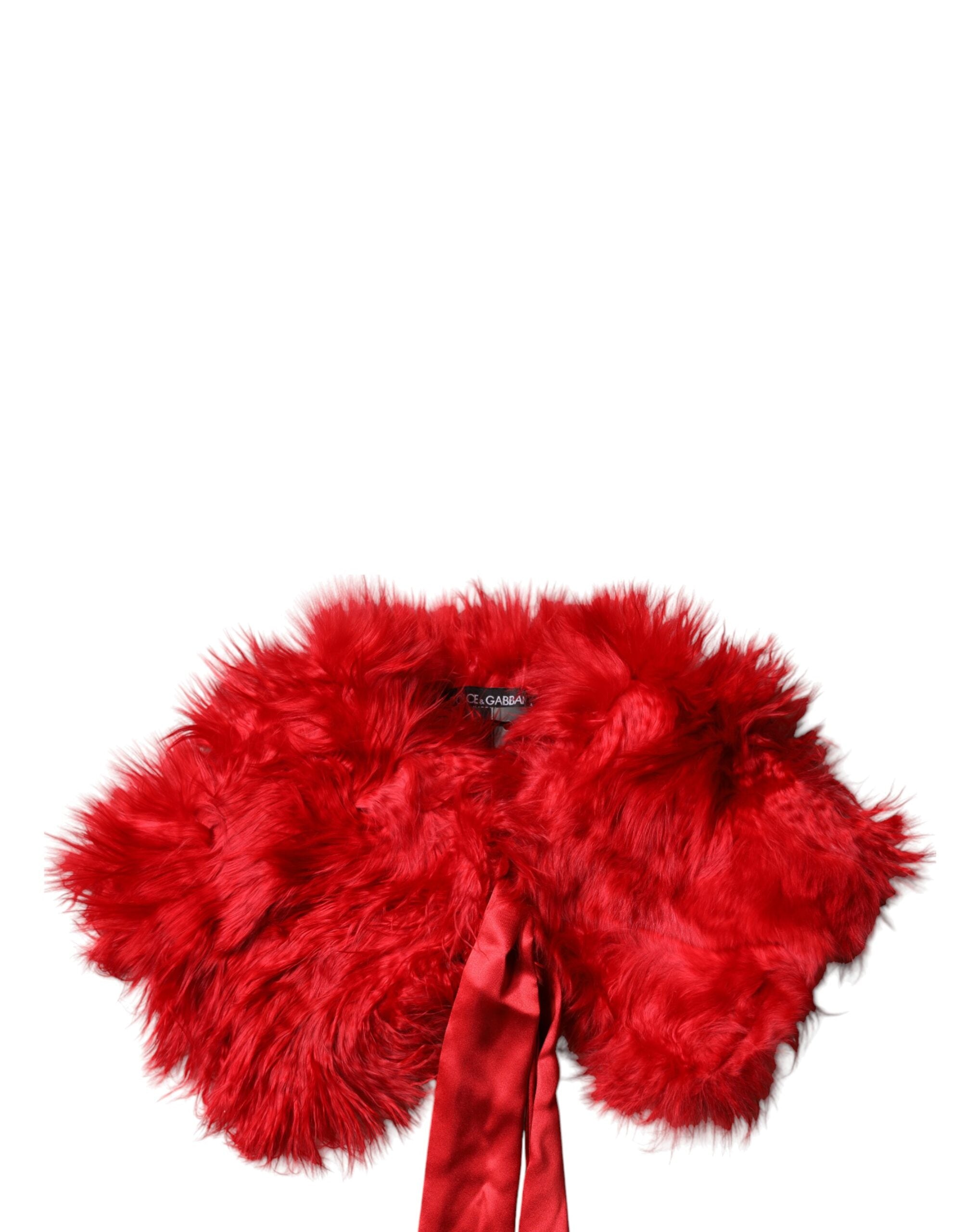 Red Alpaca Fur Women Neck Warmer Winter Scarf - ventzia