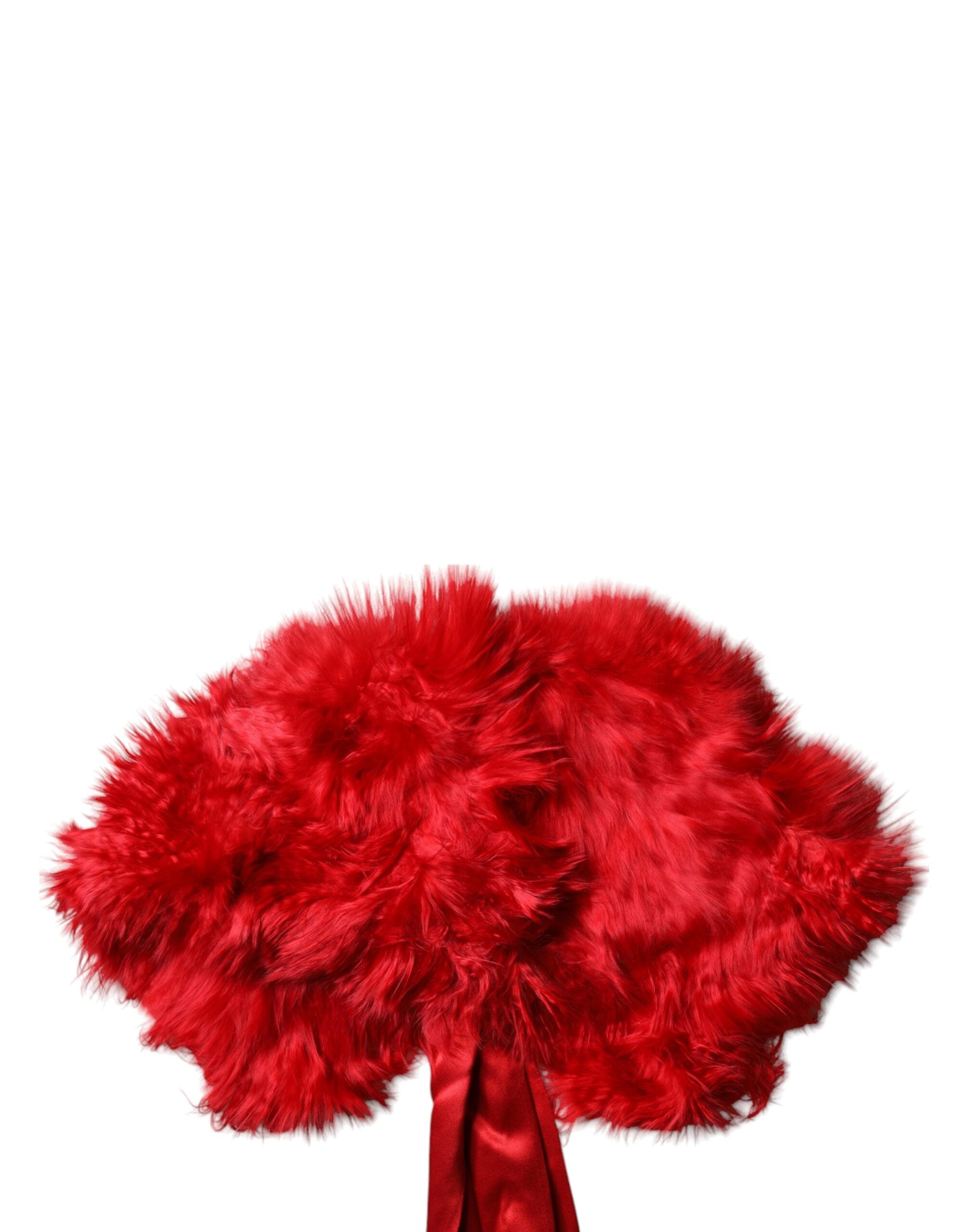 Red Alpaca Fur Women Neck Warmer Winter Scarf - ventzia