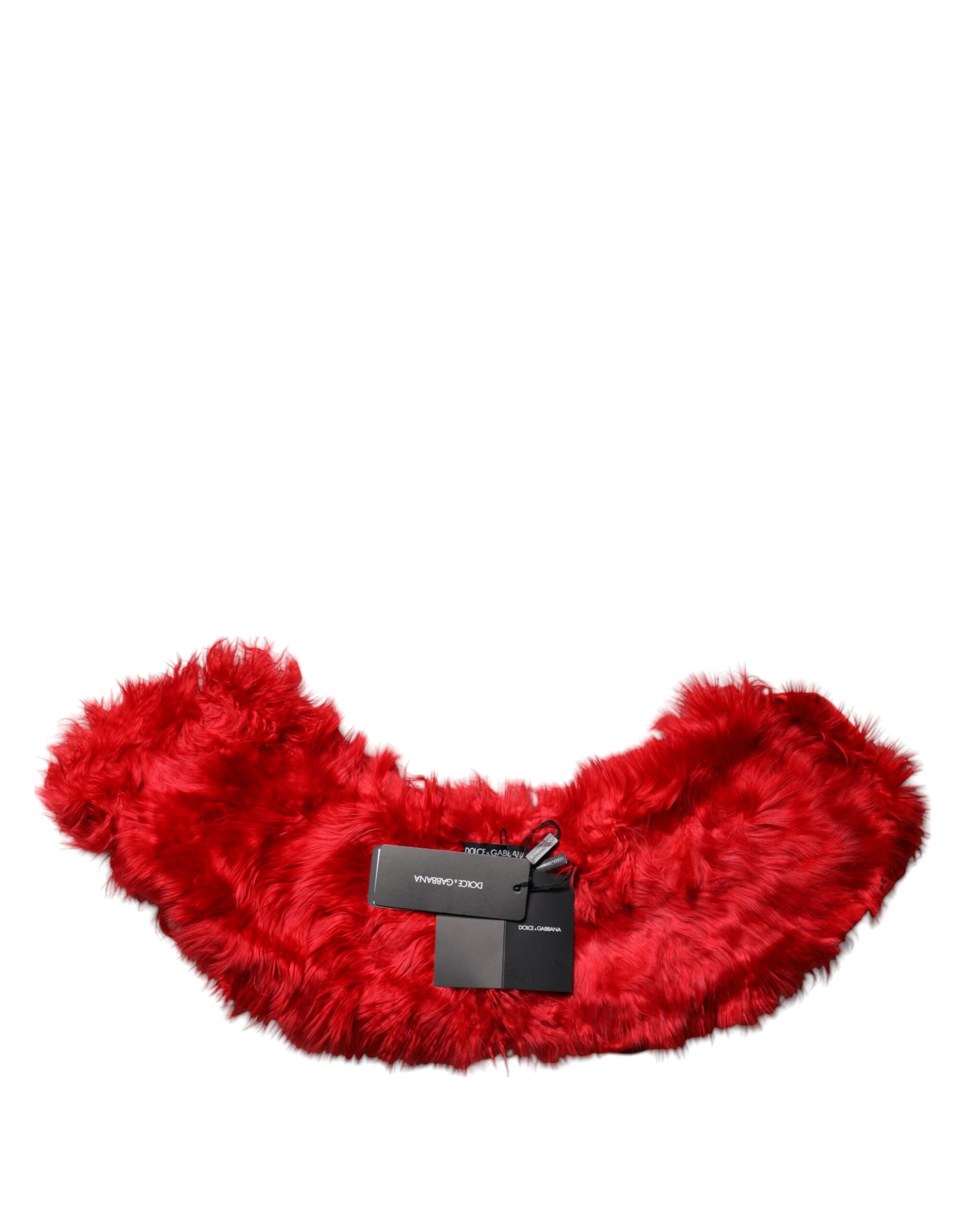 Red Alpaca Fur Women Neck Warmer Winter Scarf - ventzia