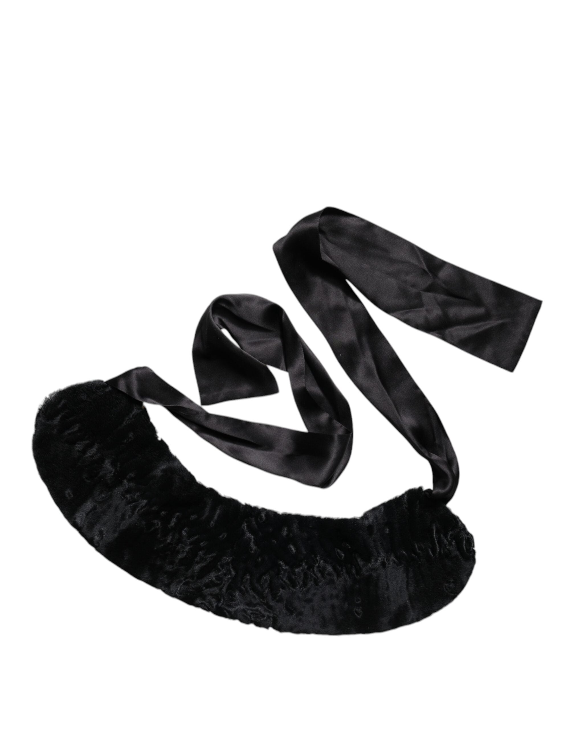 Black Lamb Fur Women Neck Warmer Winter Scarf - ventzia