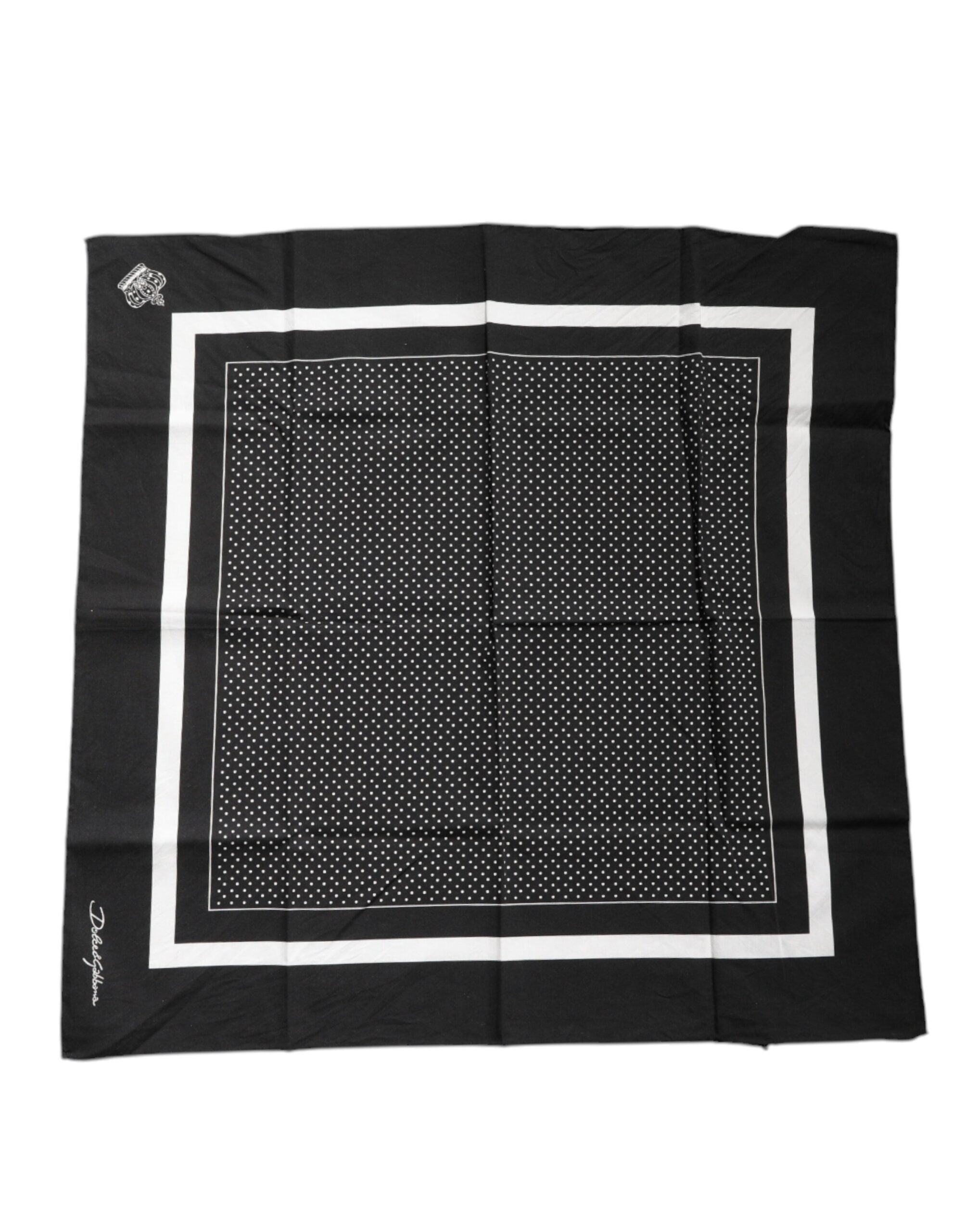 Black Polka Dots Cotton Handkerchief Scarf - ventzia