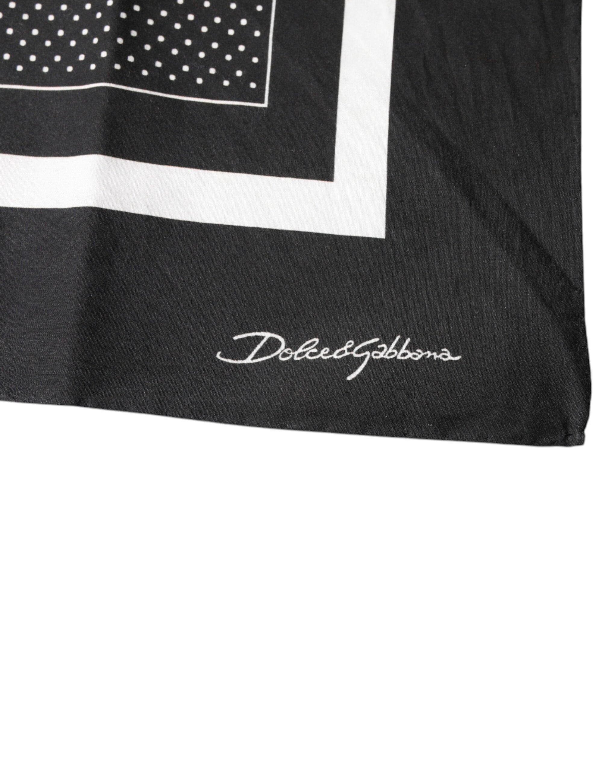 Black Polka Dots Cotton Handkerchief Scarf - ventzia