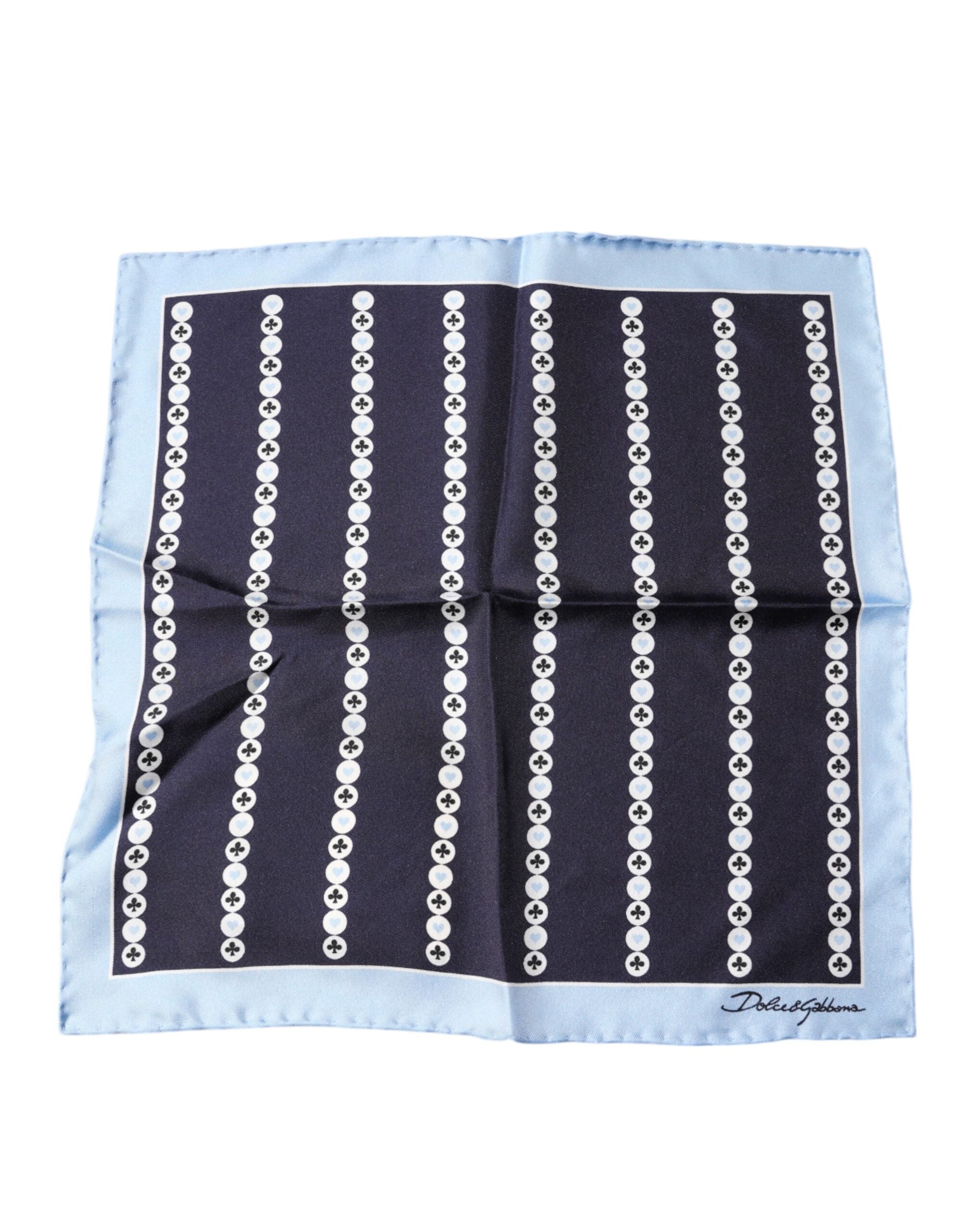 Blue Heart Spade Silk Handkerchief Scarf - ventzia