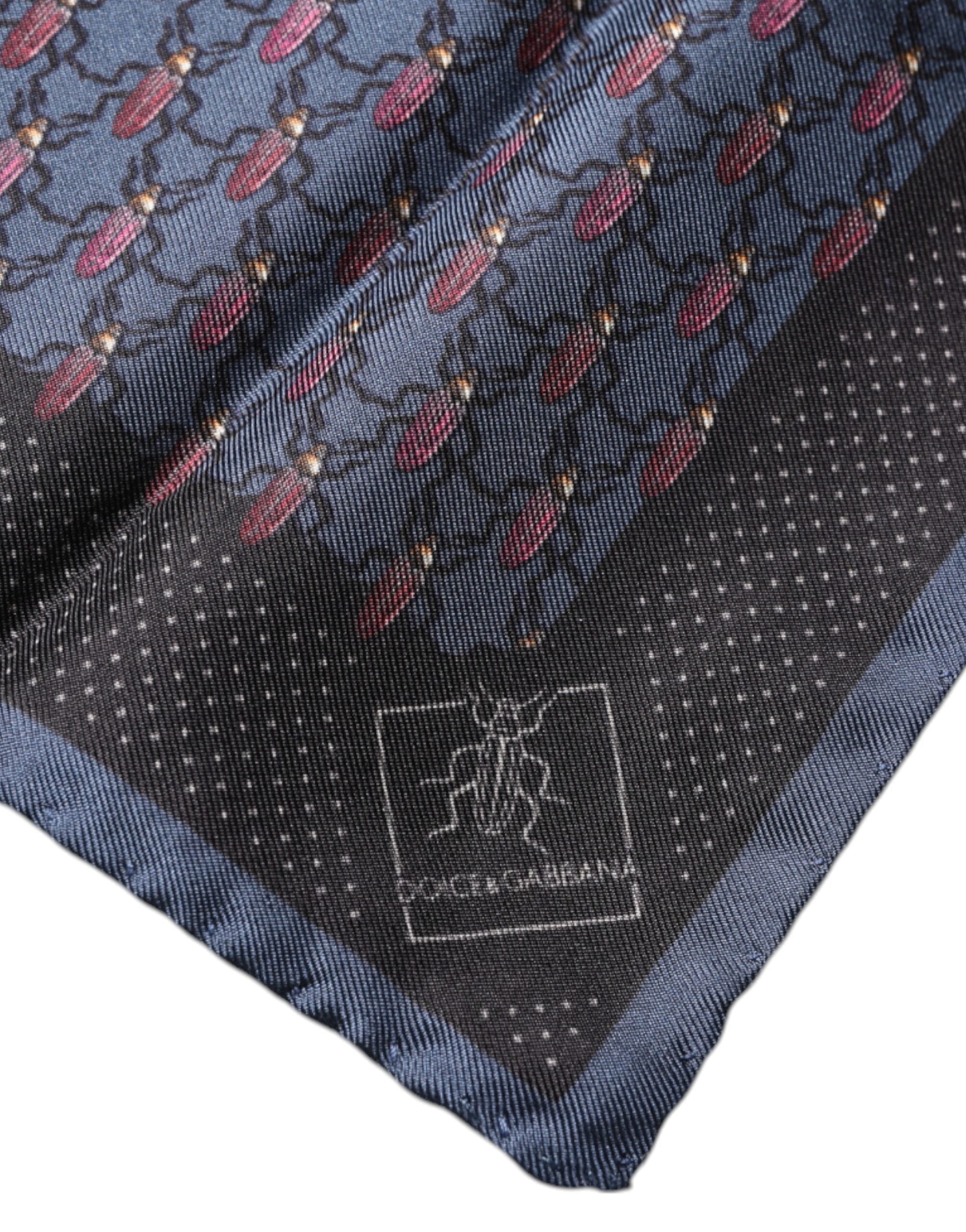 Dark Blue Beetle Square Handkerchief Scarf - ventzia