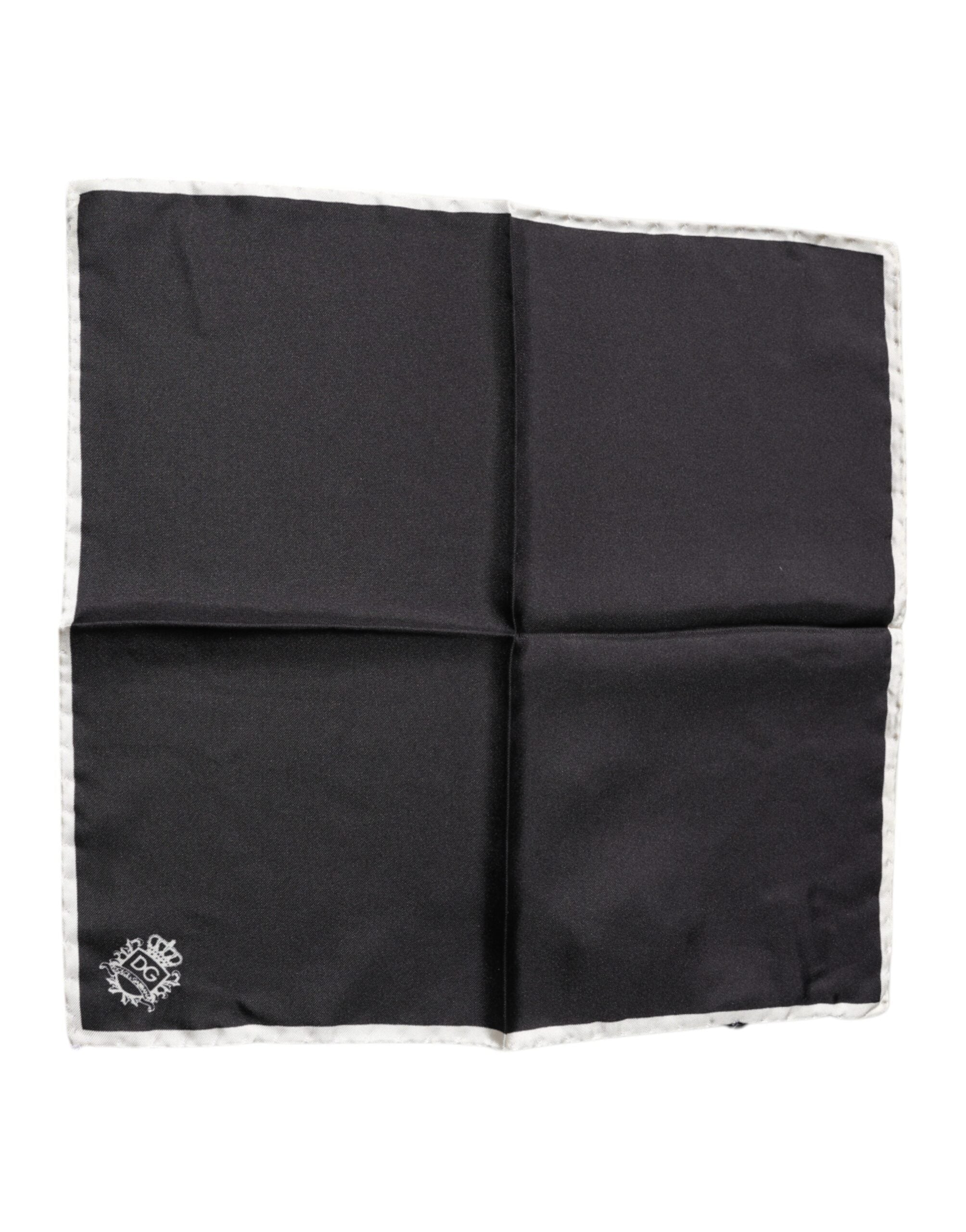 Black Crown Logo Square Handkerchief Scarf - ventzia