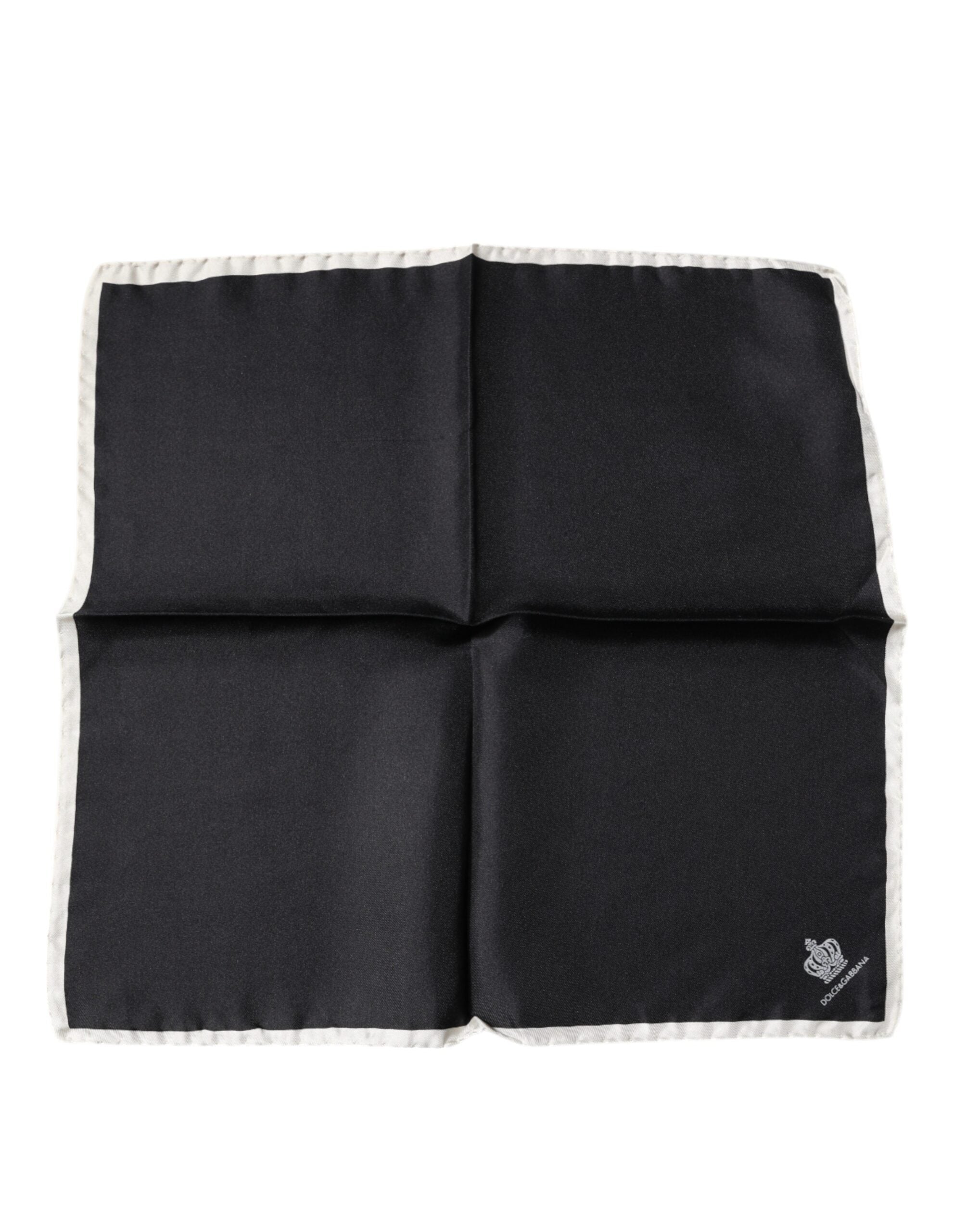 Black Crown Logo Square Handkerchief Scarf - ventzia