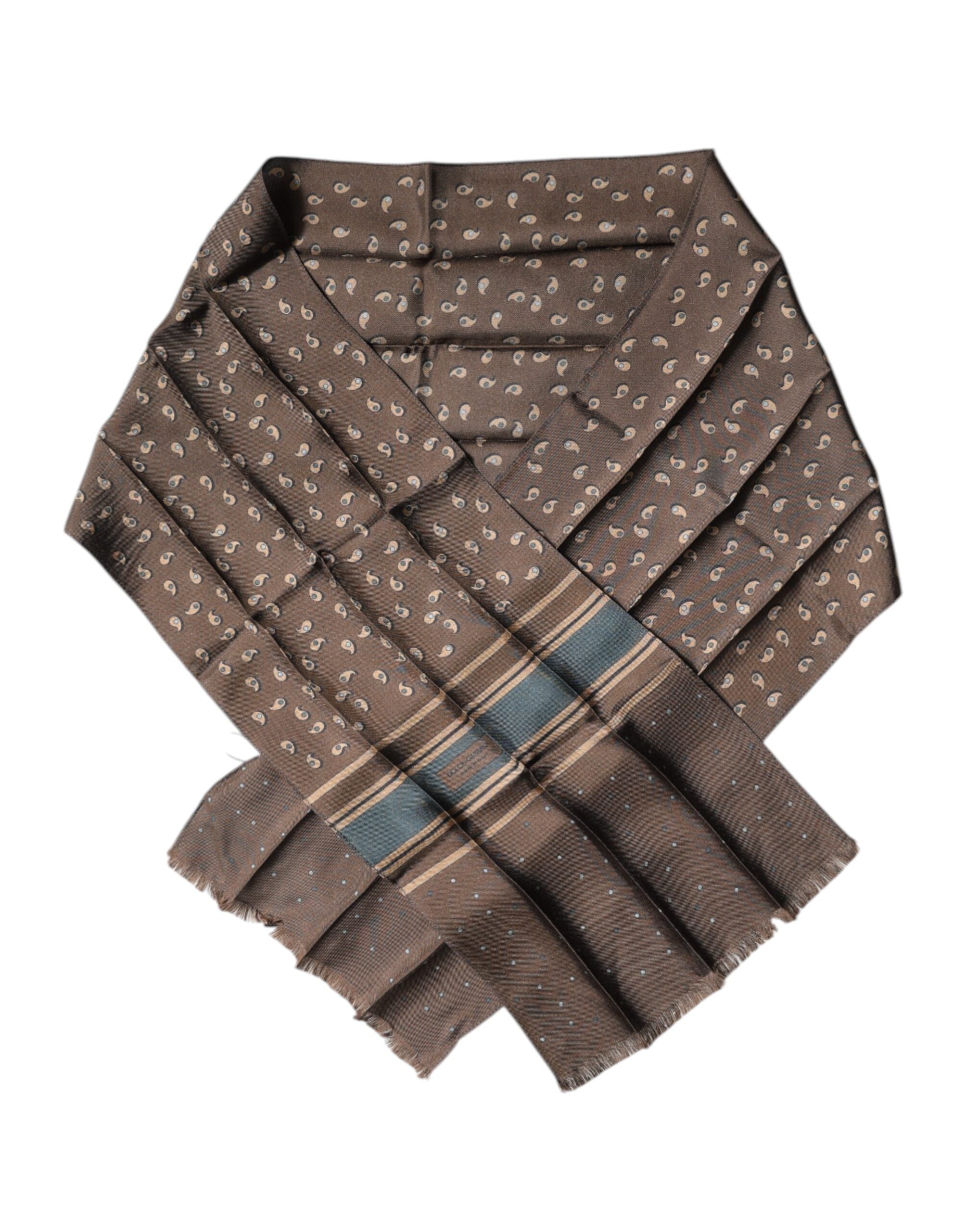 Brown Fantasy Silk Neck Wrap Shawl Scarf - ventzia
