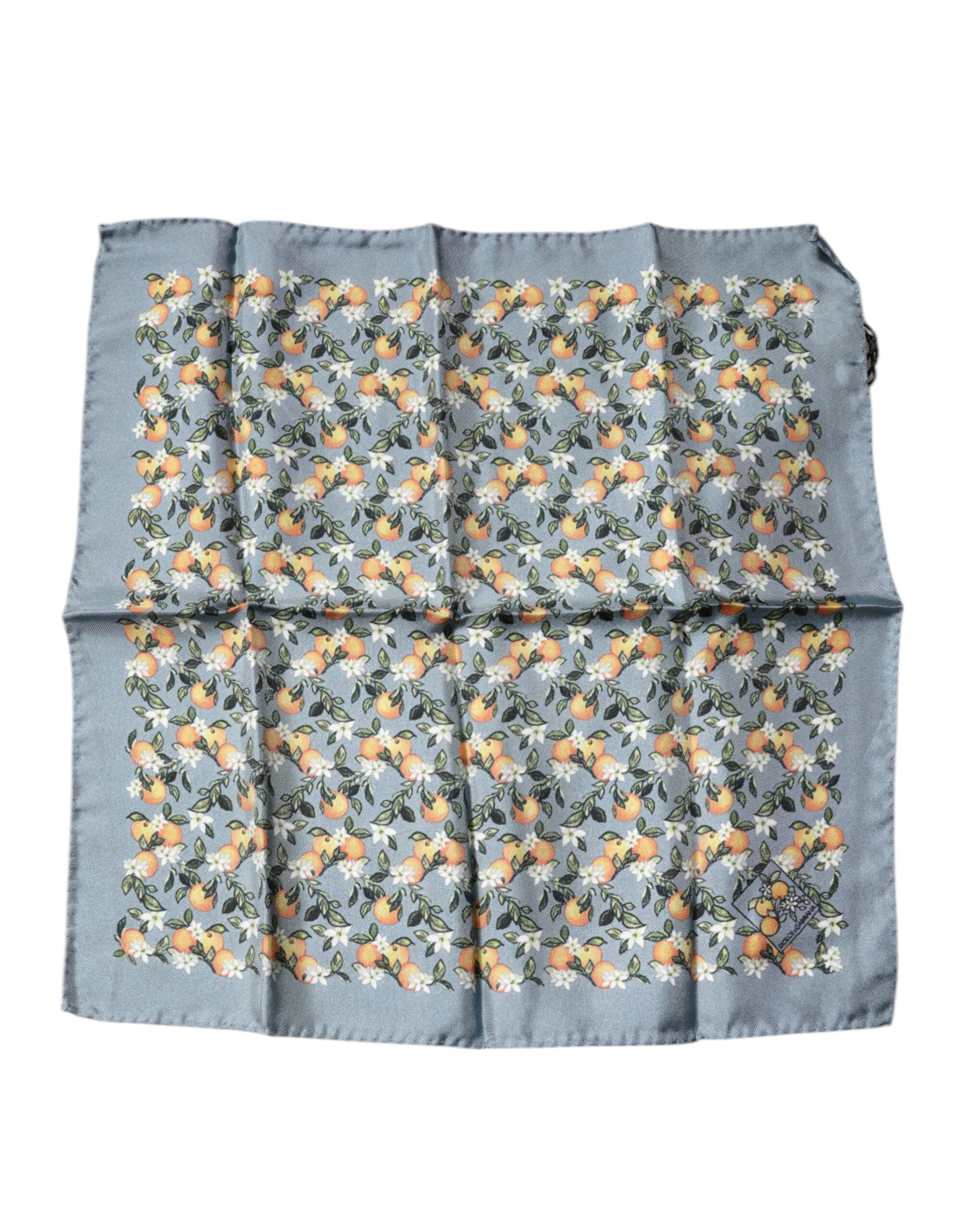 Gray Oranges Silk Square Handkerchief Scarf - ventzia