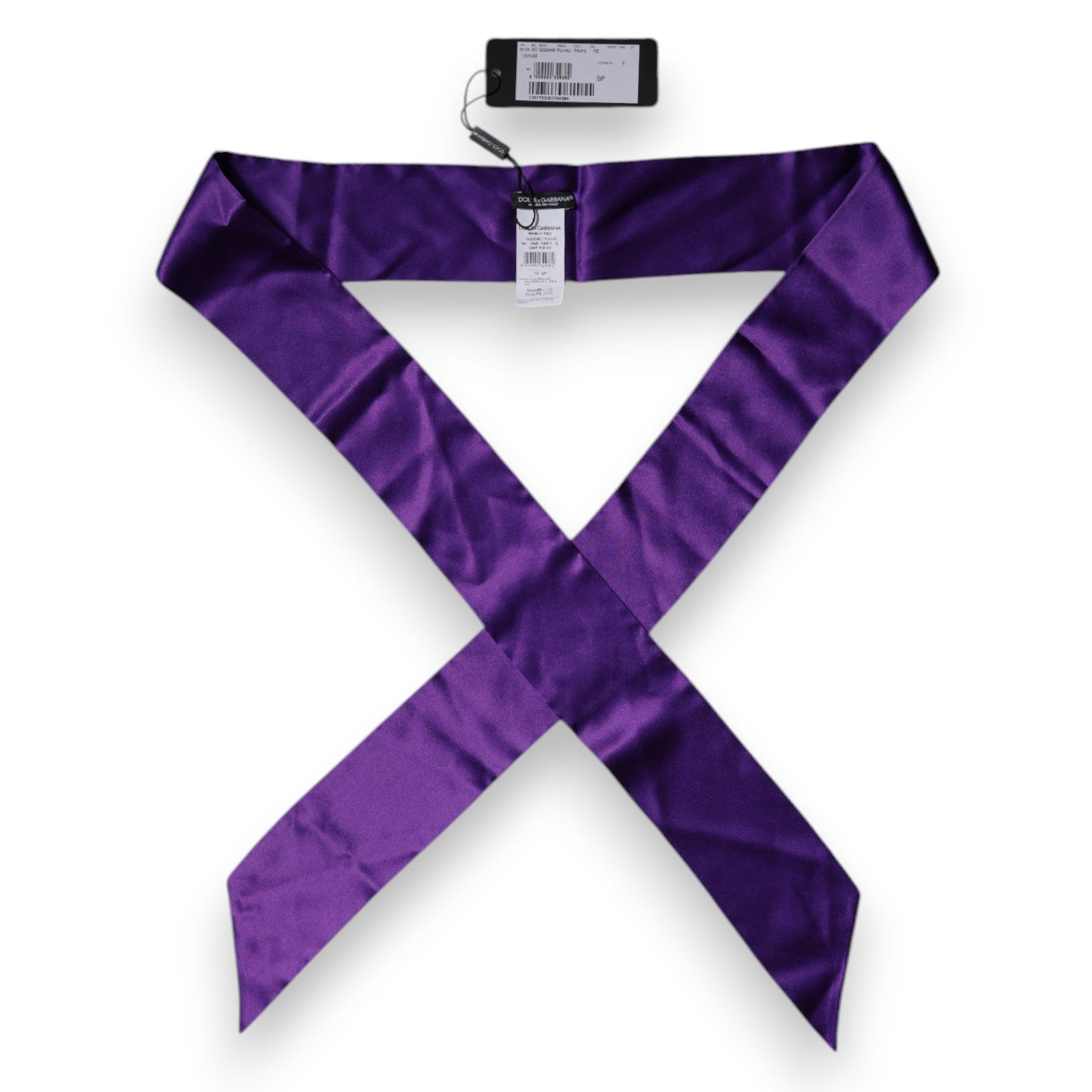 Purple Satin Silk Skinny Neck Foulard Scarf - ventzia