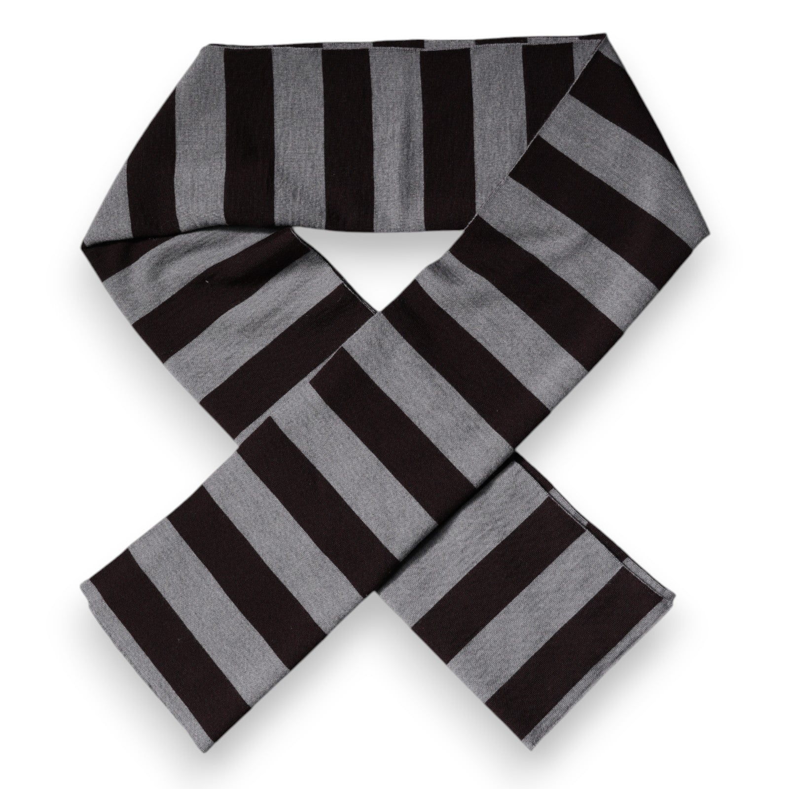 Black Gray Stripes Wool Neck Wrap Scarf - ventzia