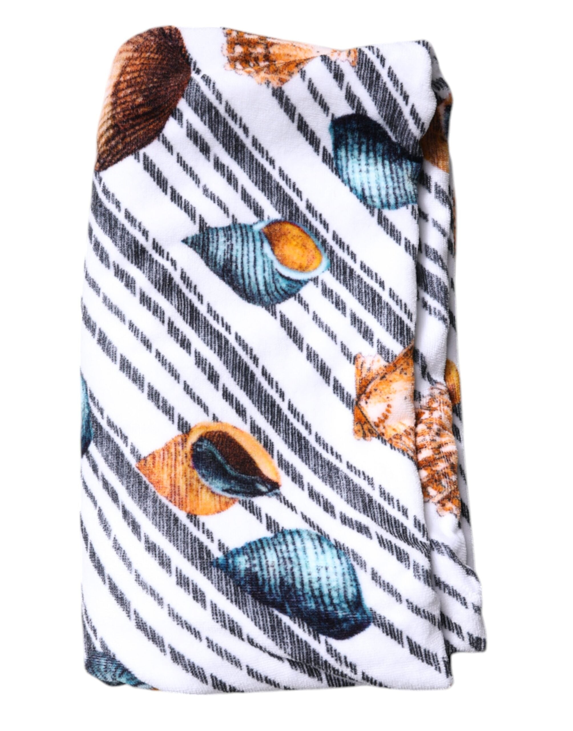 Multicolor Stripes Seashells Beach Towel - ventzia