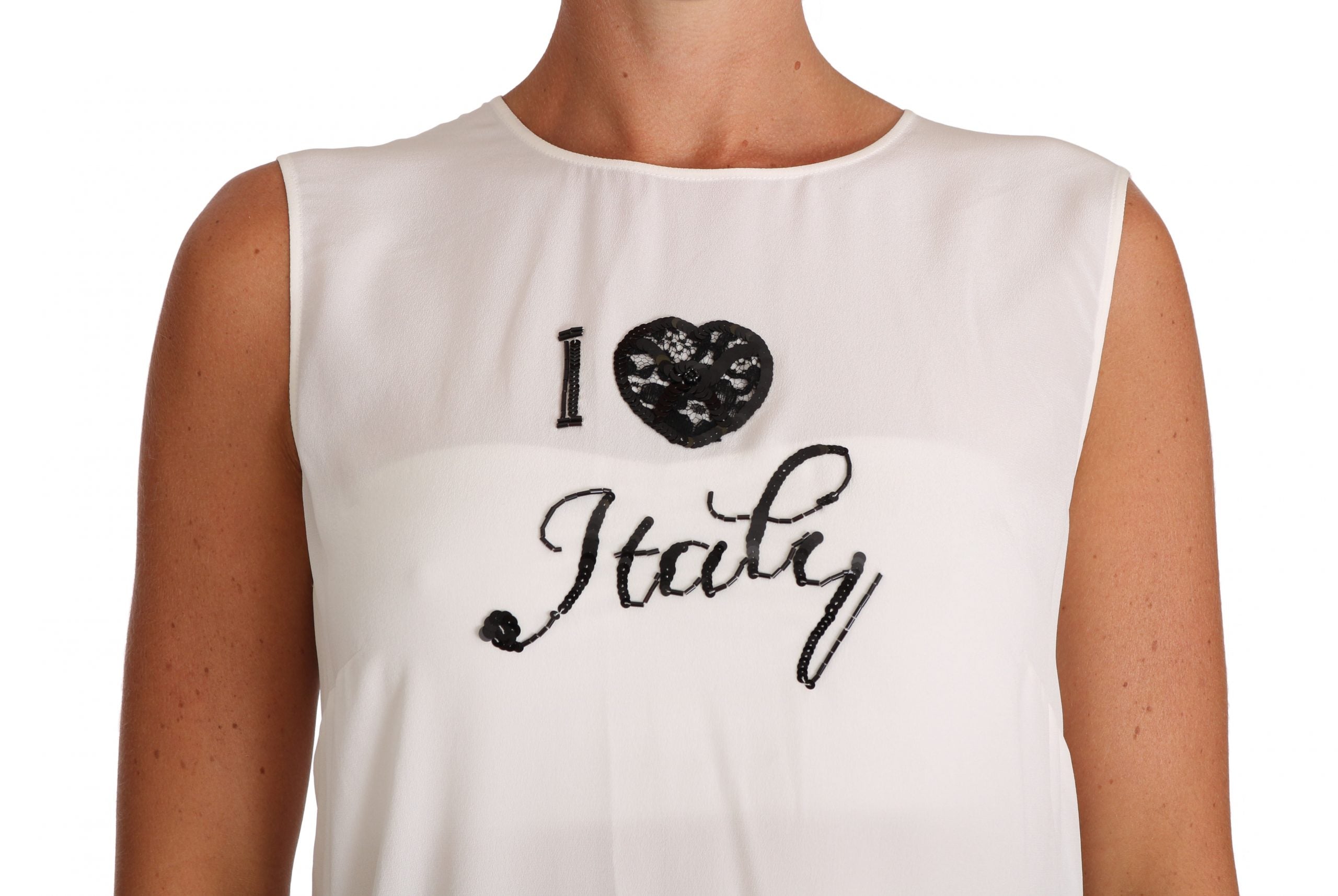 White Silk I LOVE ITALY Cami T-shirt - ventzia