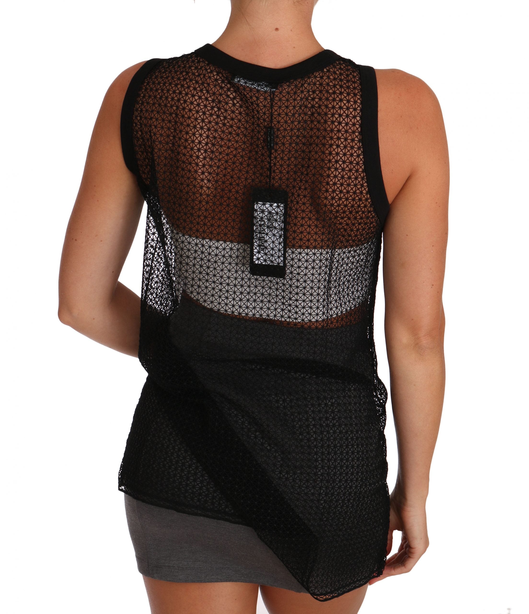Elegant Sleeveless Black Mesh Top - ventzia