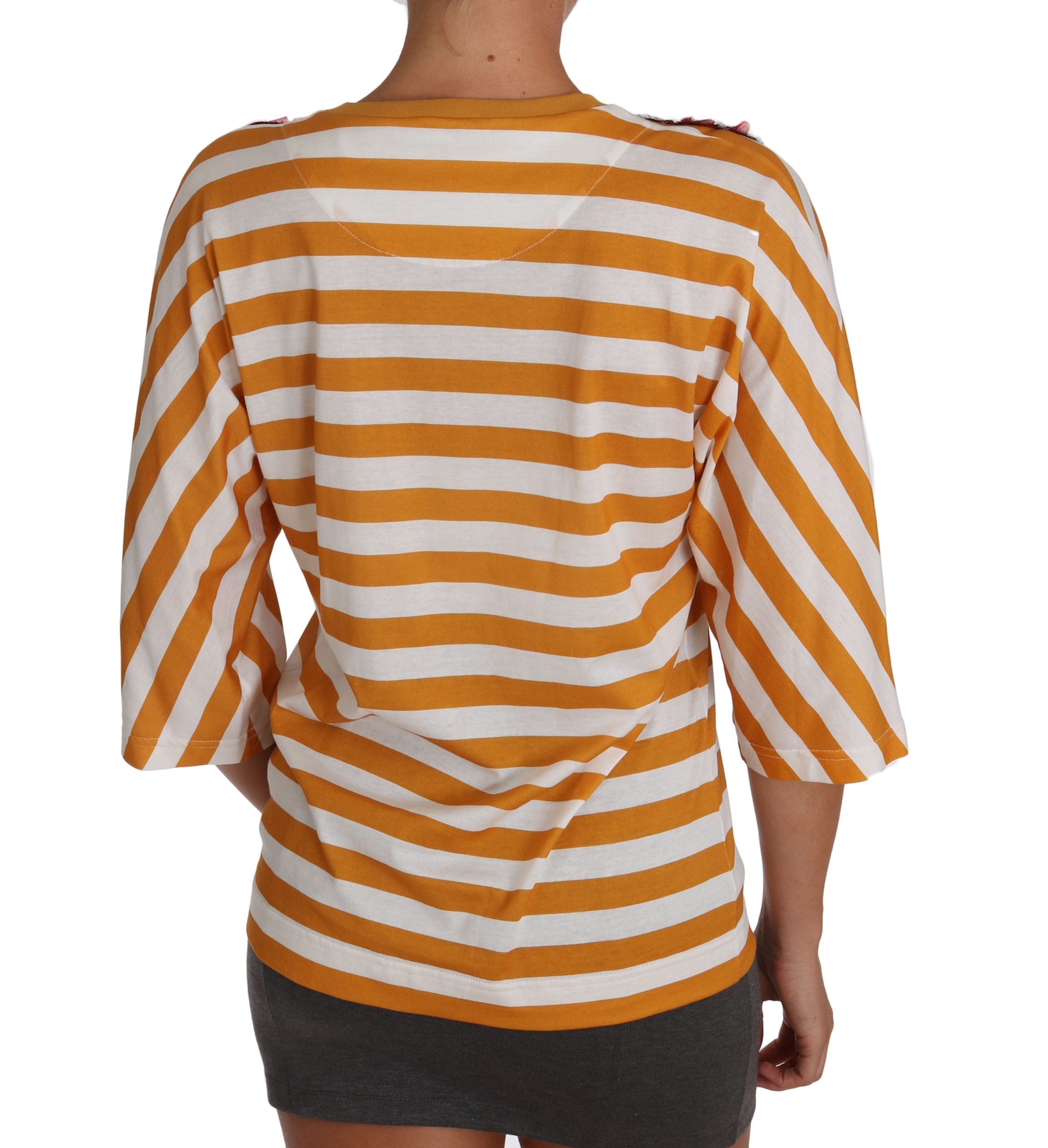 FIRENZE Sequined Blouse in Orange and White - ventzia
