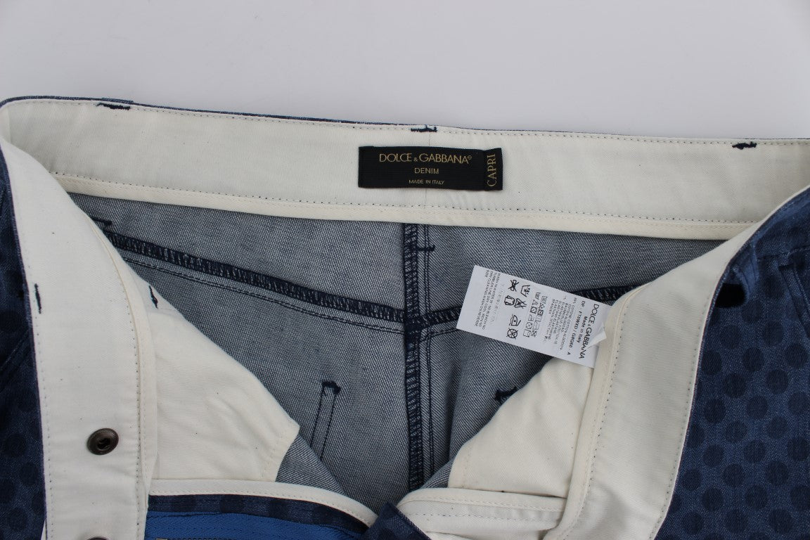 Polka Dotted Capri Stretch Jeans - ventzia