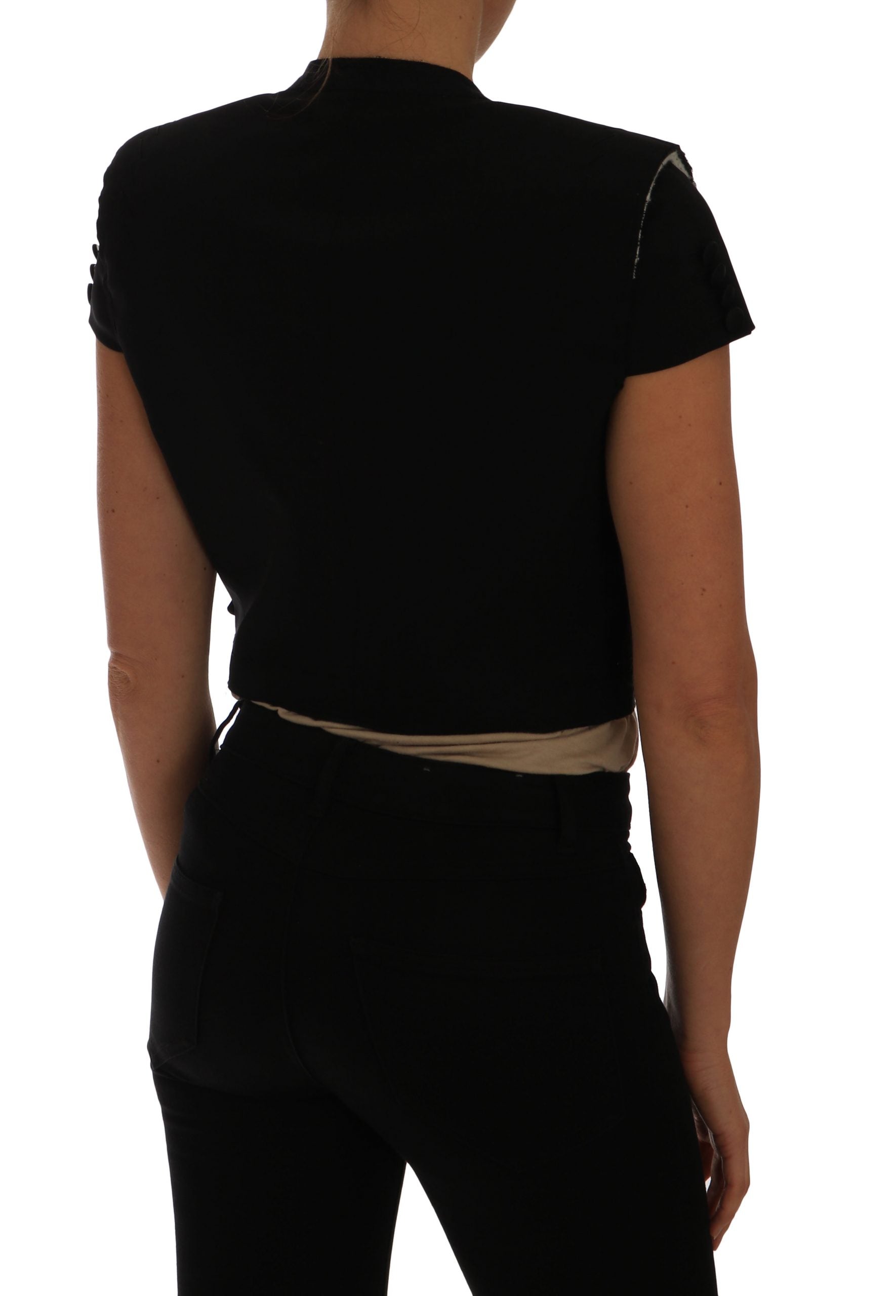 Chic Black Cropped Blazer Coat - ventzia