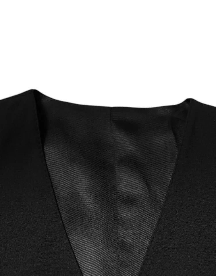 Black Wool Formal Dress Men Waistcoat Vest - ventzia