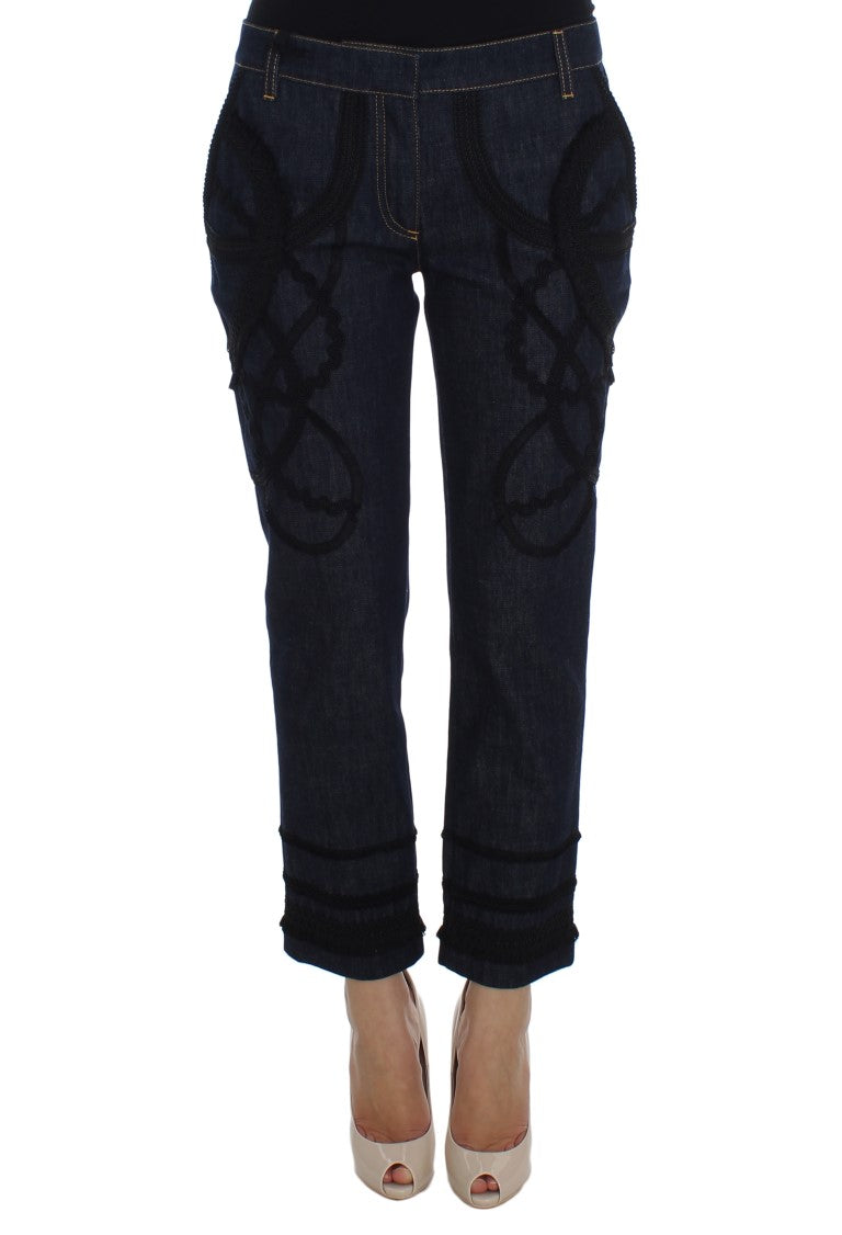 Embroidered Capri Jeans for Elegant Styling - ventzia