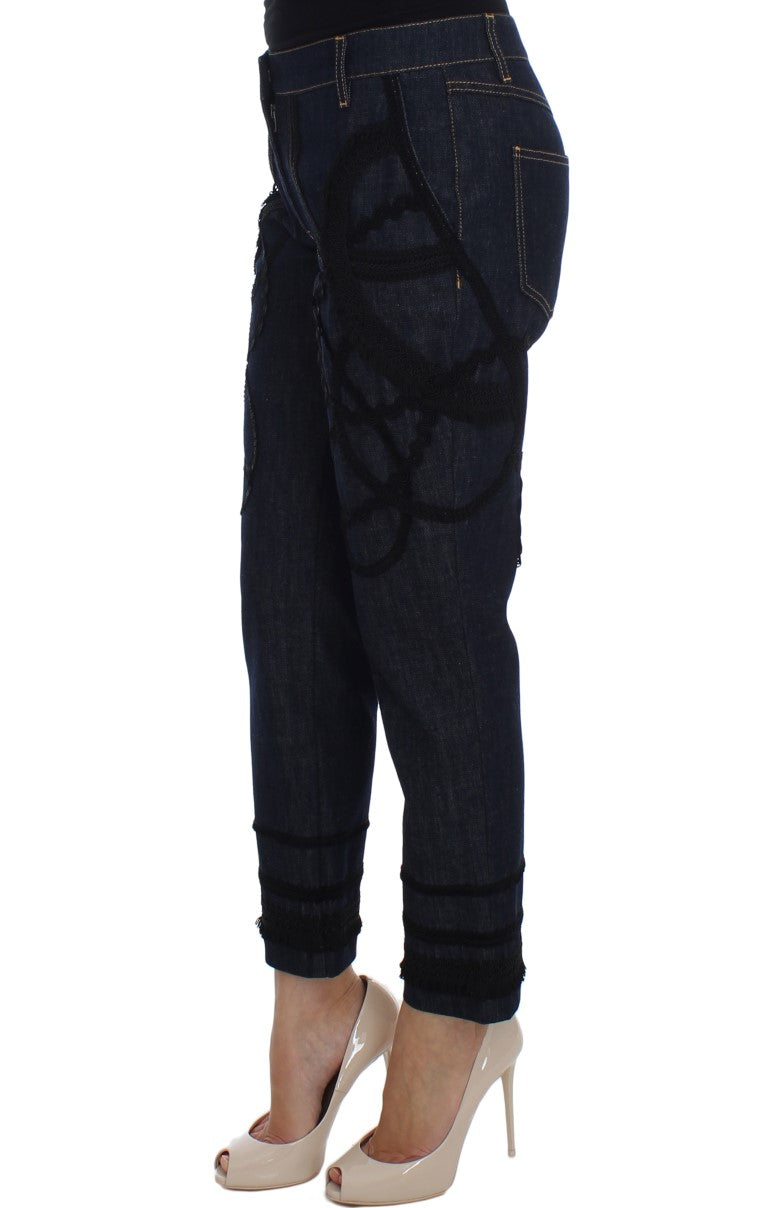 Embroidered Capri Jeans for Elegant Styling - ventzia