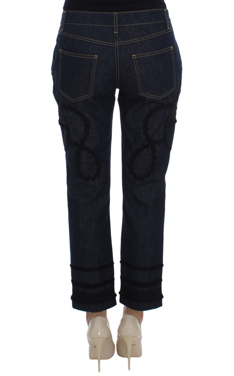 Embroidered Capri Jeans for Elegant Styling - ventzia