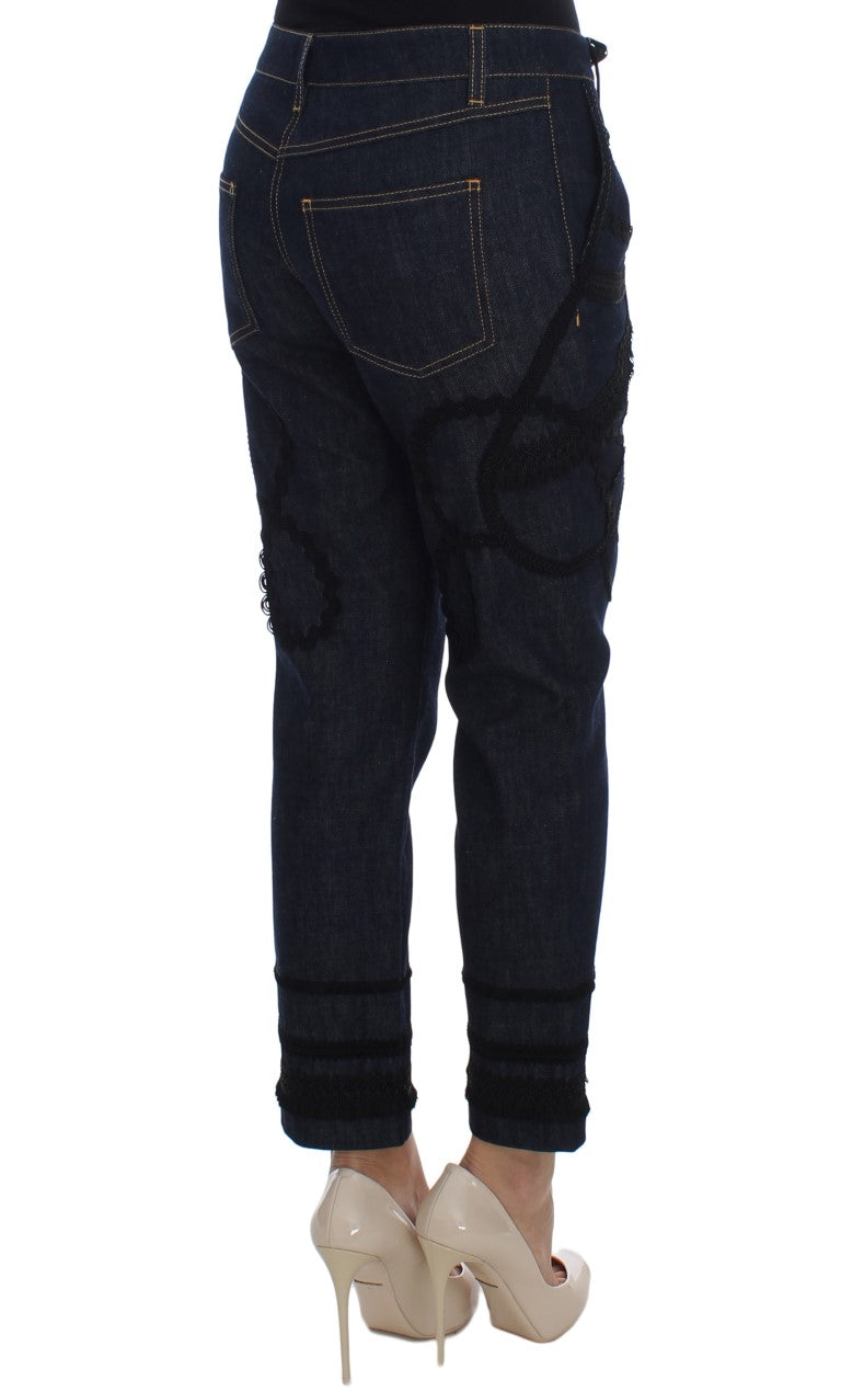 Embroidered Capri Jeans for Elegant Styling - ventzia