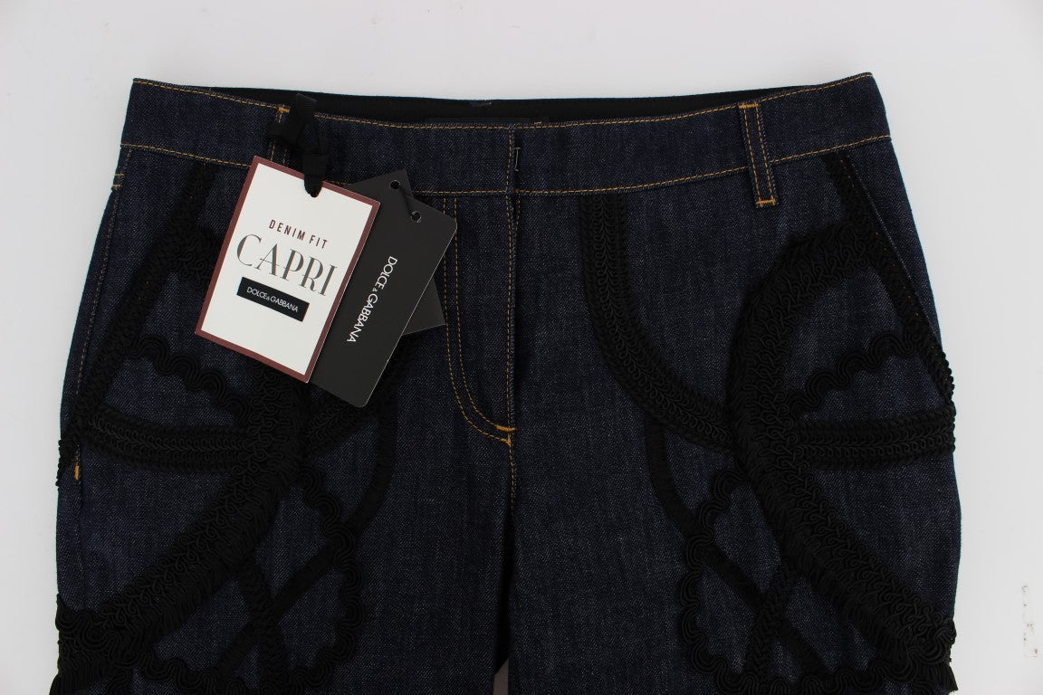 Embroidered Capri Jeans for Elegant Styling - ventzia