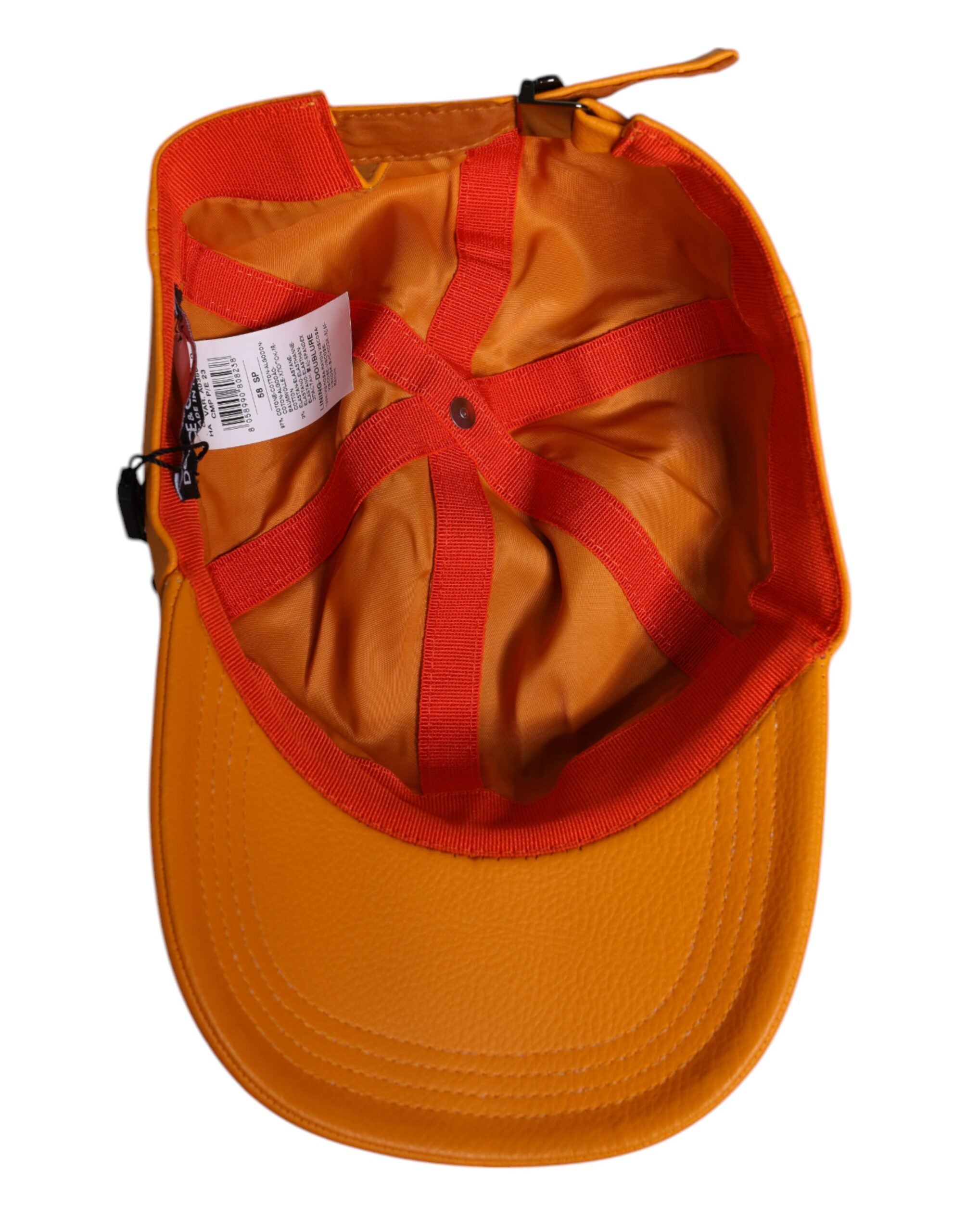 Orange Cotton 6 Panels Baseball Cap - ventzia